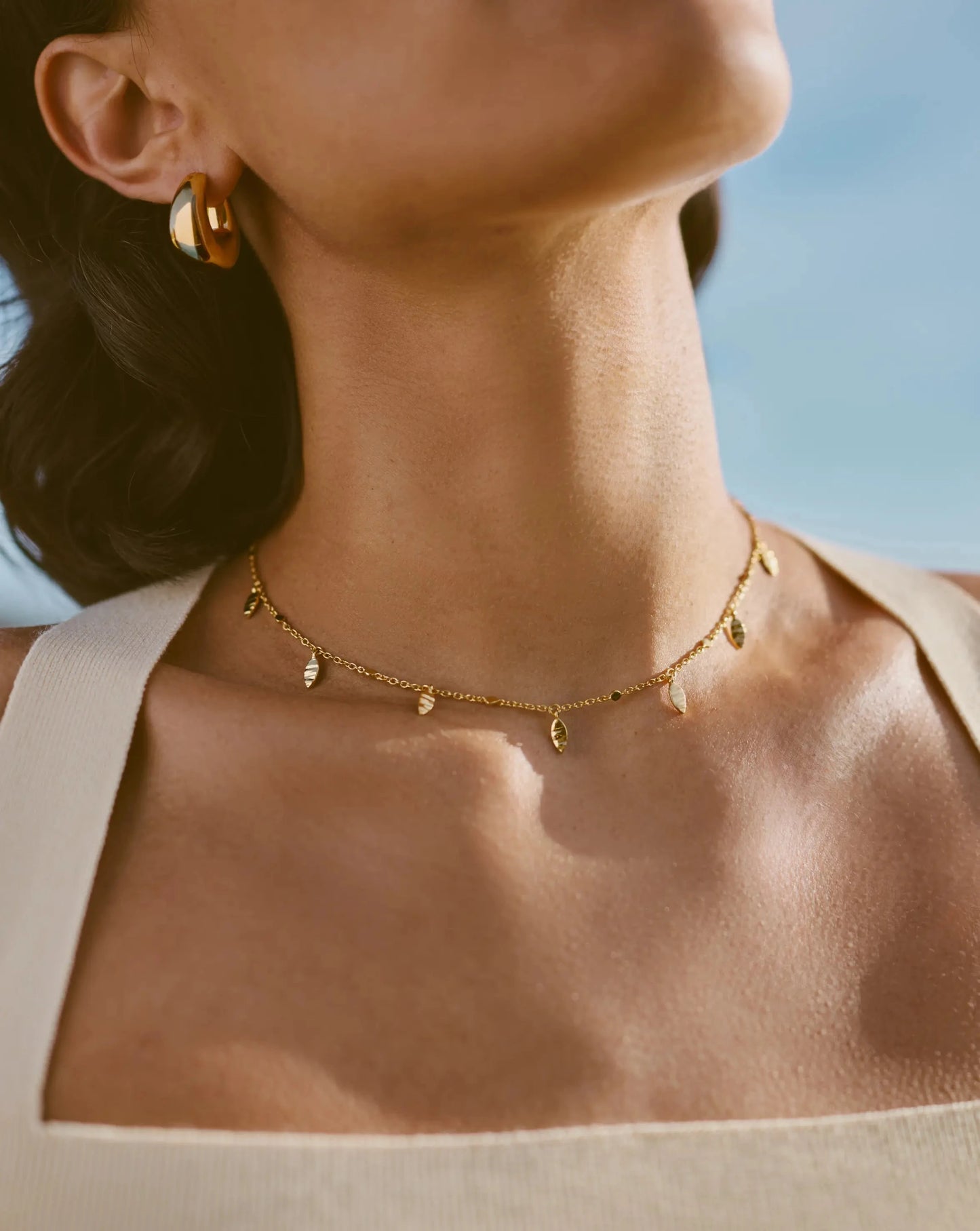 Leaf Charm Choker | 18k Gold Vermeil Necklaces Missoma