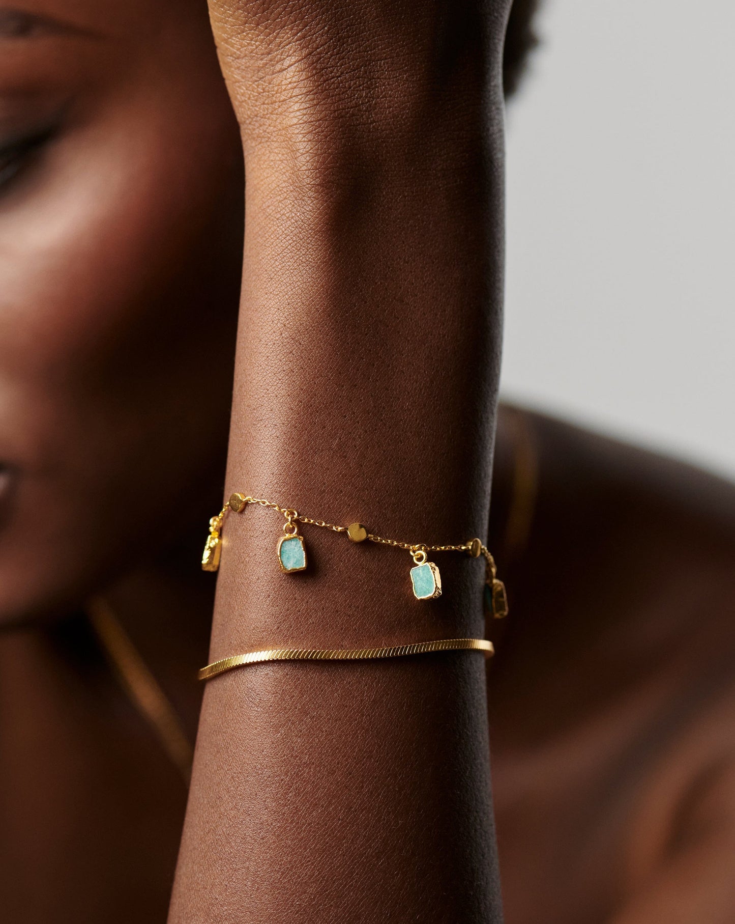 Lena Charm Bracelet | 18ct Gold Plated/Amazonite Bracelets Missoma