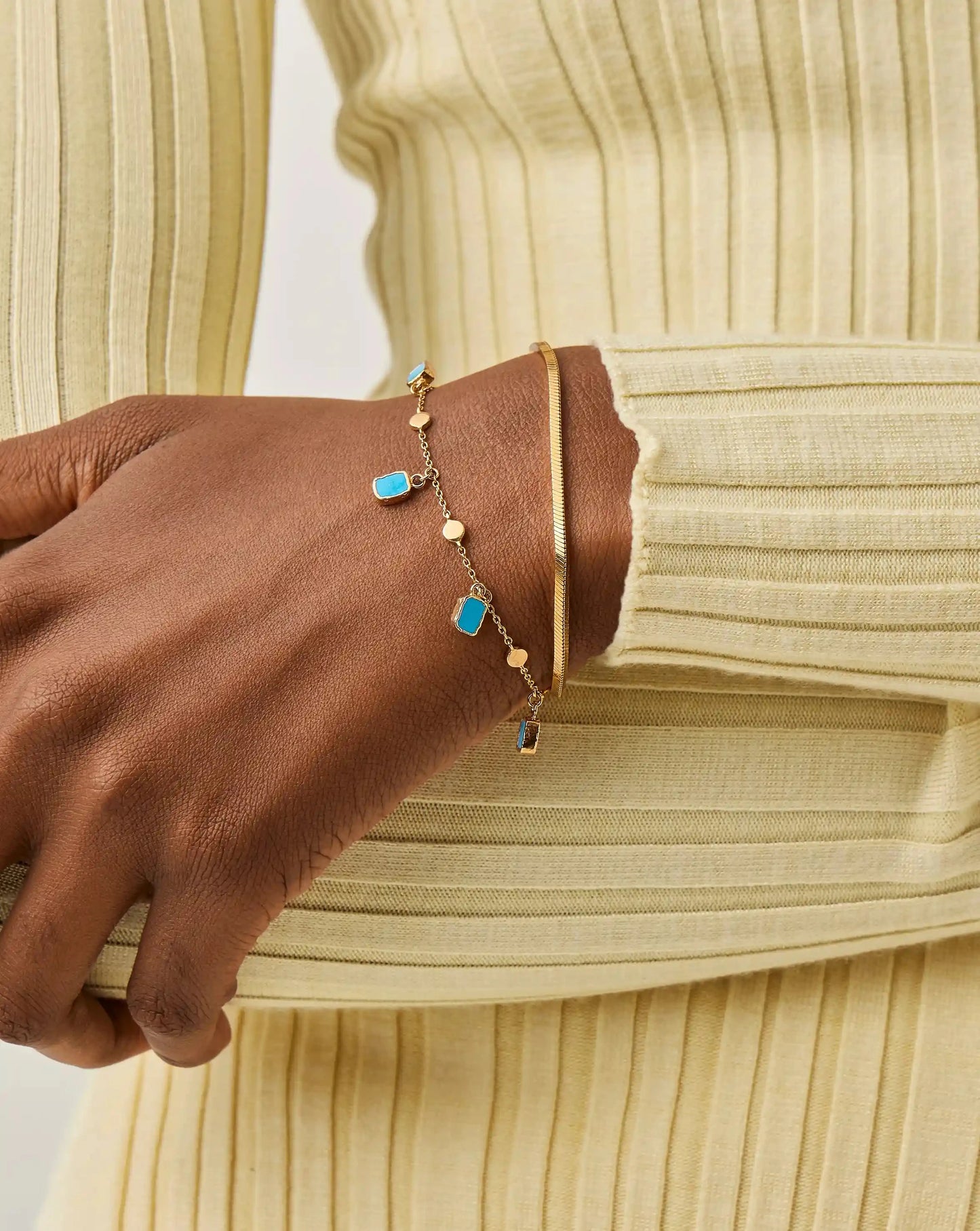 Lena Charm Bracelet | 18ct Gold Plated/Turquoise Bracelets Missoma
