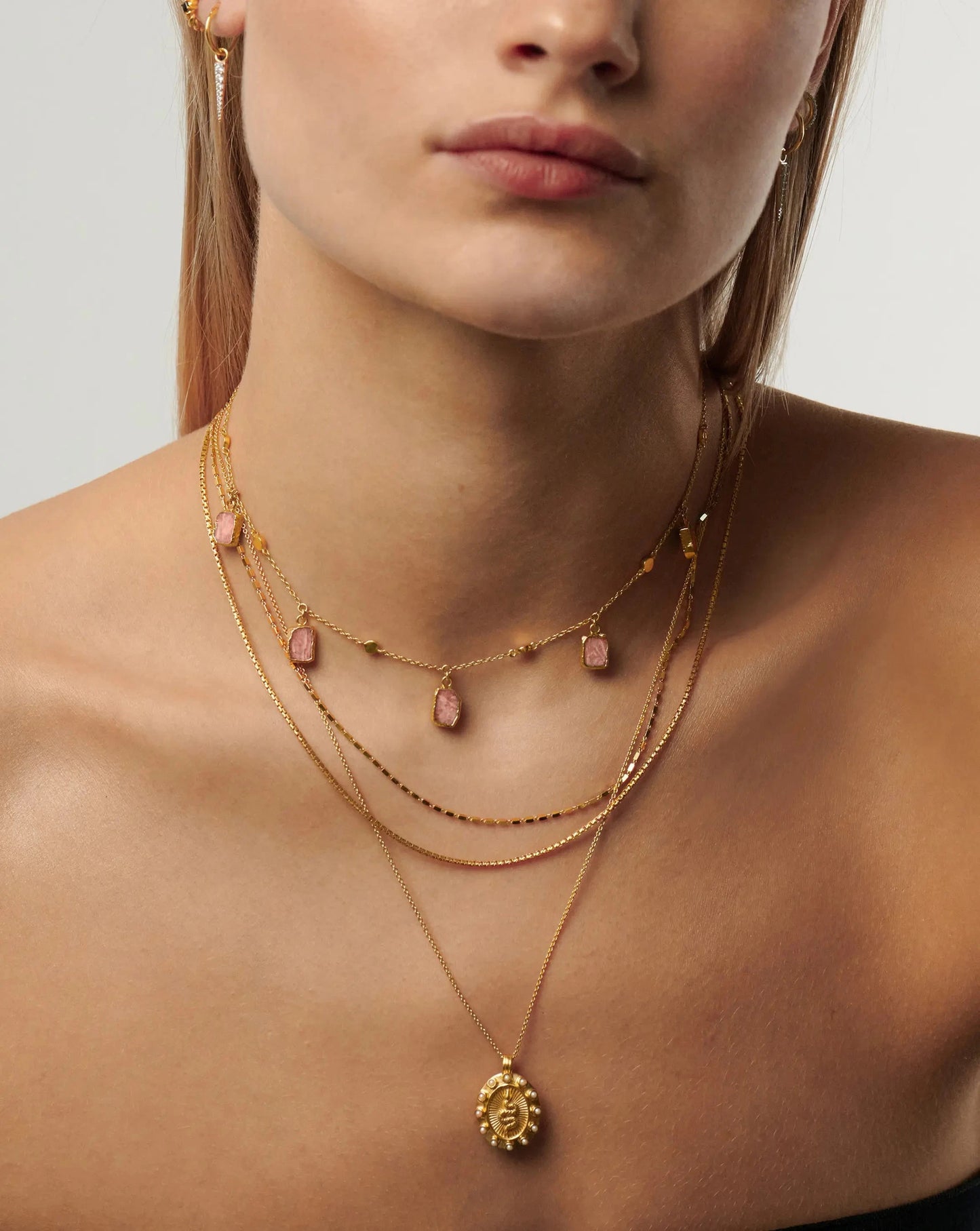 Lena Charm Choker | 18k Gold Plated/Rhodochrosite Necklaces Missoma