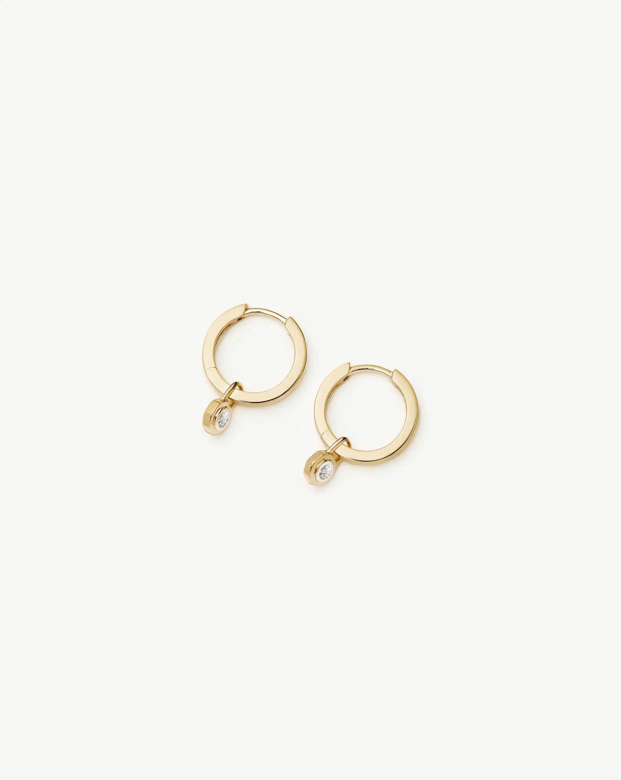 Lucy Williams Fine Diamond Drop Huggies | 14k Yellow Gold Earrings Missoma