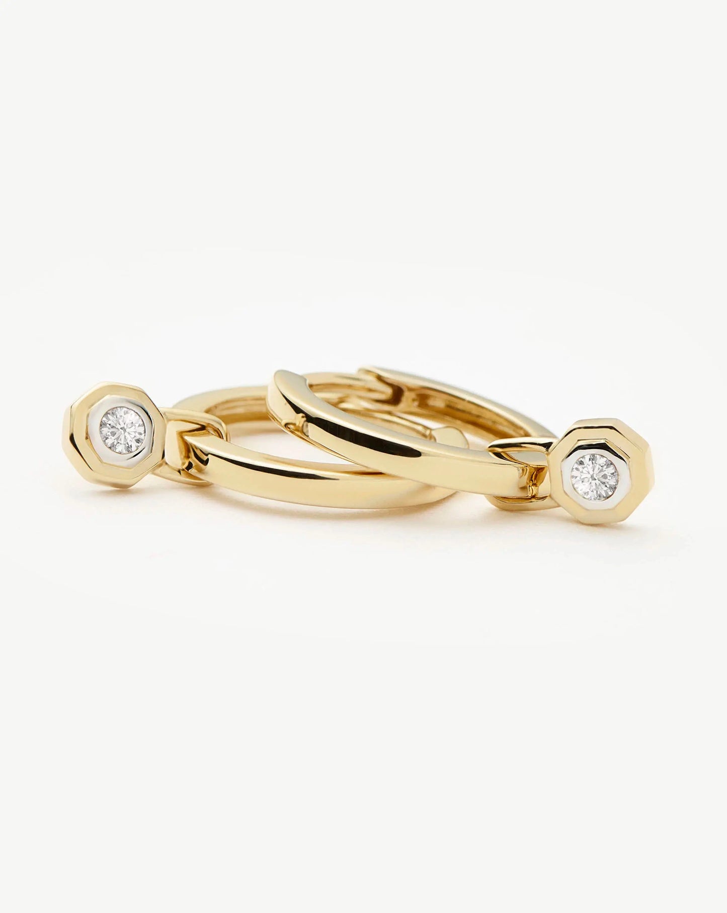 Lucy Williams Fine Diamond Drop Huggies | 14k Yellow Gold Earrings Missoma