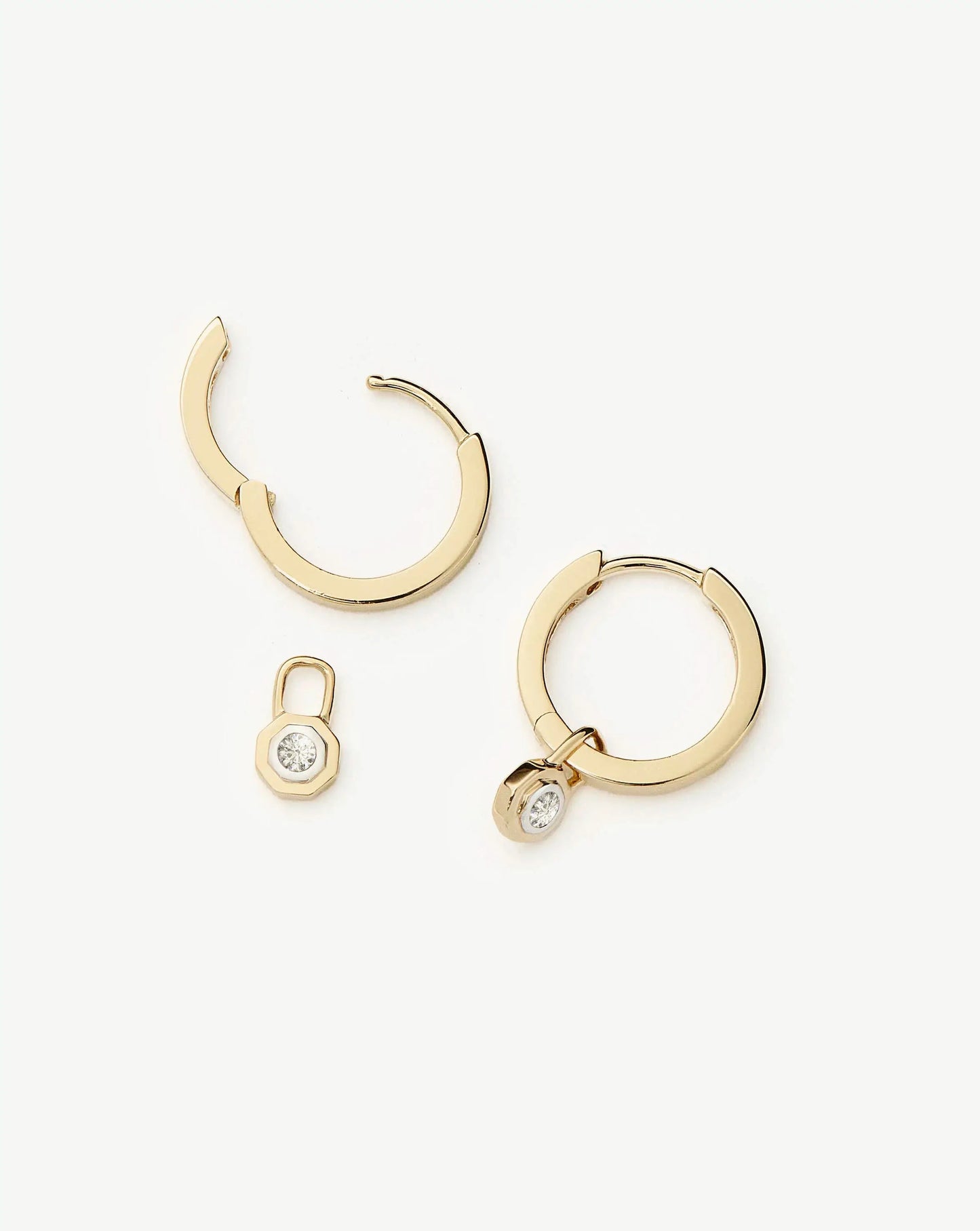 Lucy Williams Fine Diamond Drop Huggies | 14k Yellow Gold Earrings Missoma