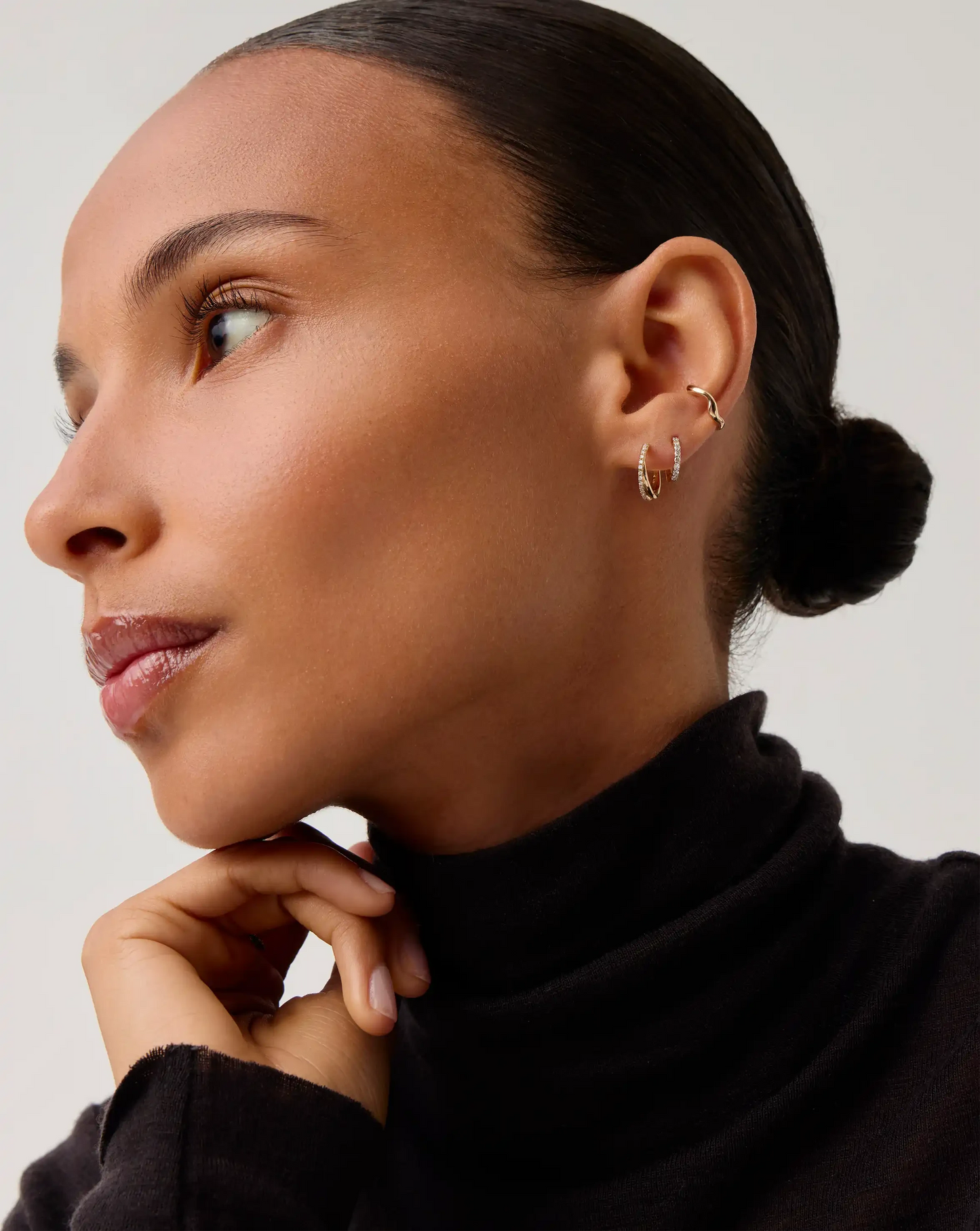 Lucy Williams Fine Diamond Entwine Huggies | 14k Yellow Gold Earrings Missoma
