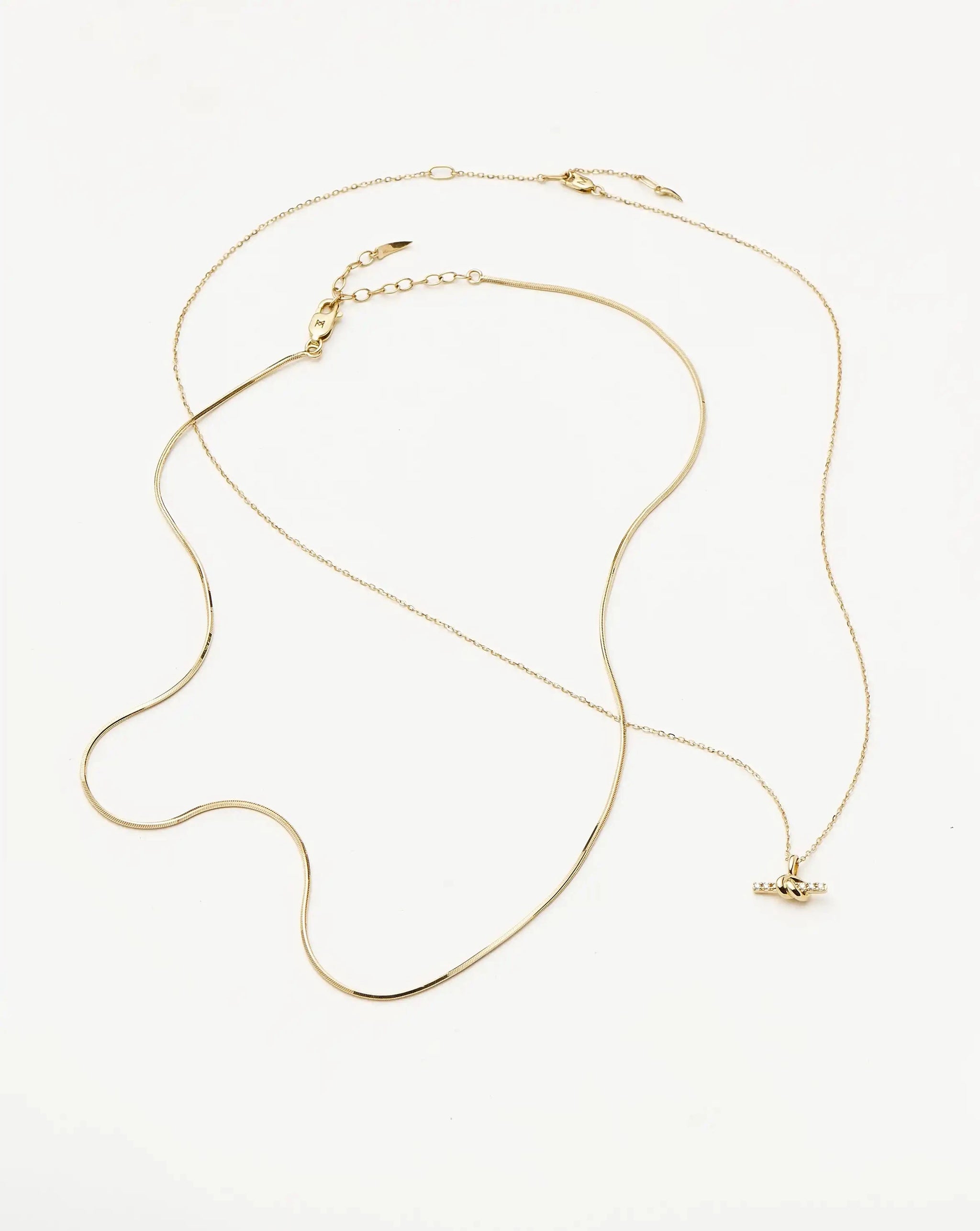 Lucy Williams Fine Diamond T-Bar & Square Snake Necklace Set | 14k Yellow Gold Necklaces Missoma