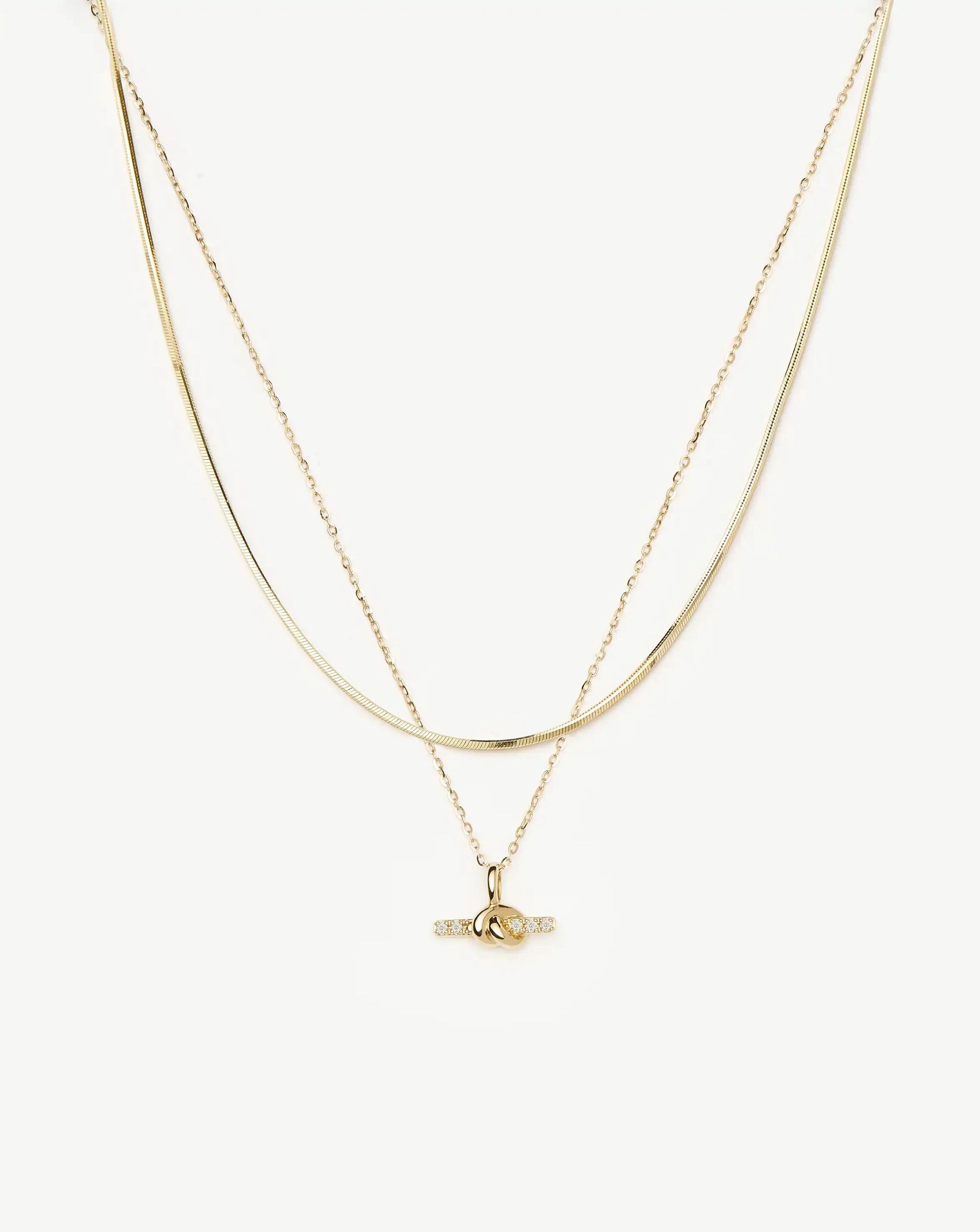 Lucy Williams Fine Diamond T-Bar & Square Snake Necklace Set | 14k Yellow Gold Necklaces Missoma