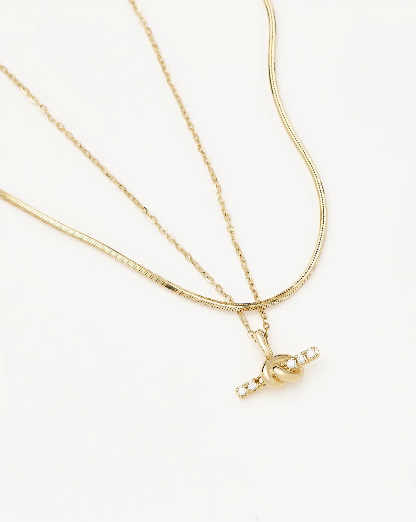 Lucy Williams Fine Diamond T-Bar & Square Snake Necklace Set | 14k Yellow Gold Necklaces Missoma