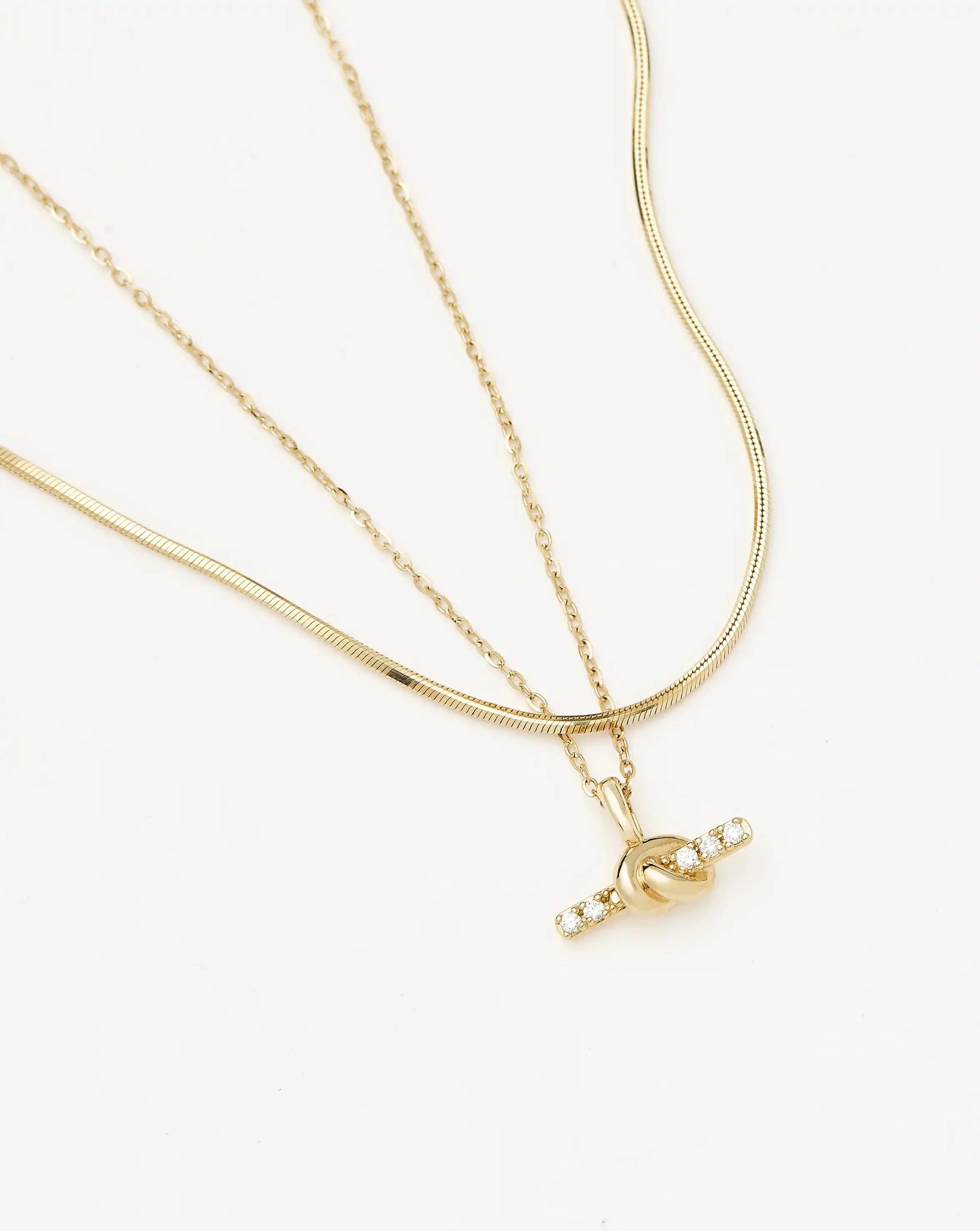 Lucy Williams Fine Diamond T-Bar & Square Snake Necklace Set | 14k Yellow Gold Necklaces Missoma