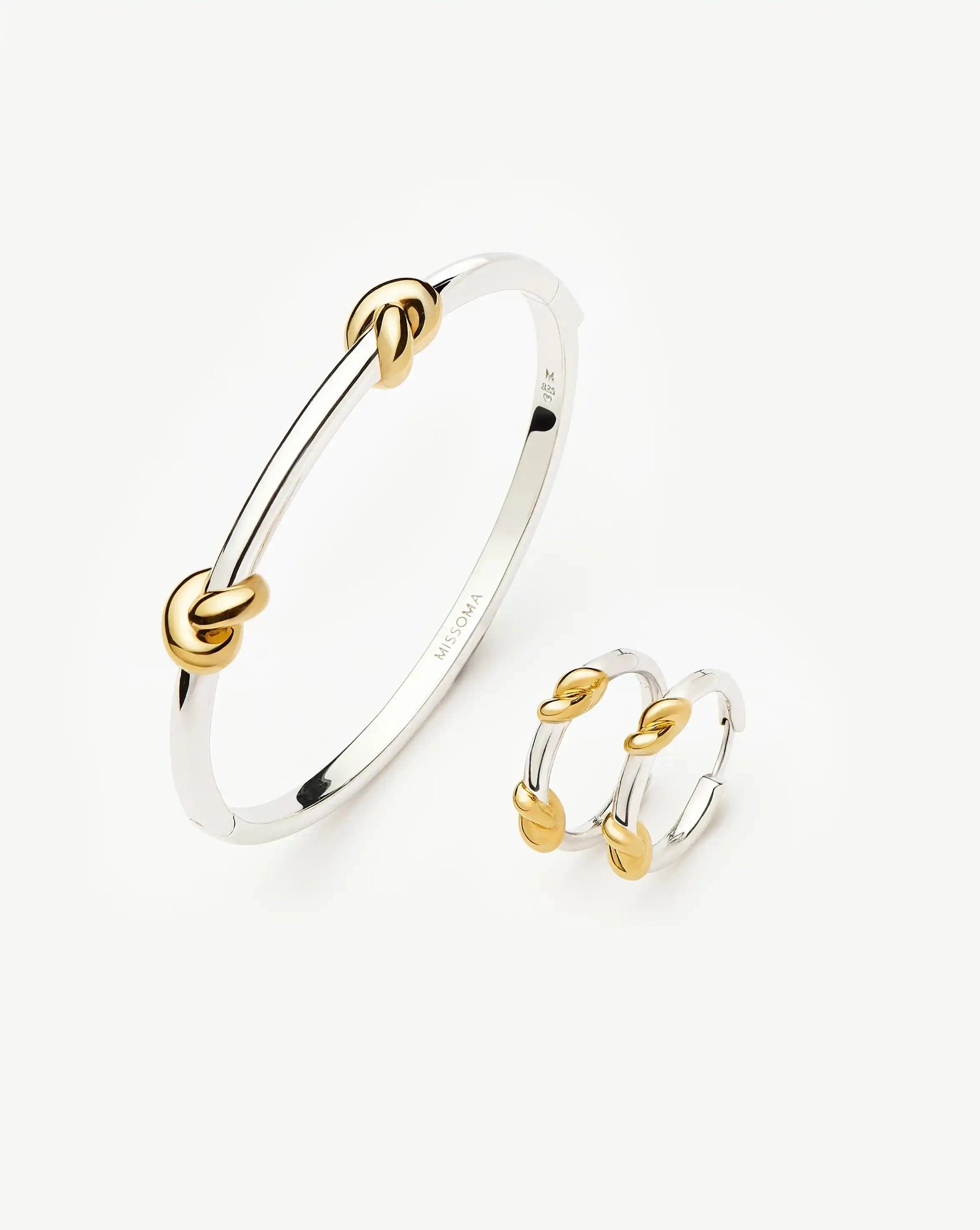 Lucy Williams Knot Hinged Bangle & Hoops Set | Mixed Metal Layering Sets Missoma