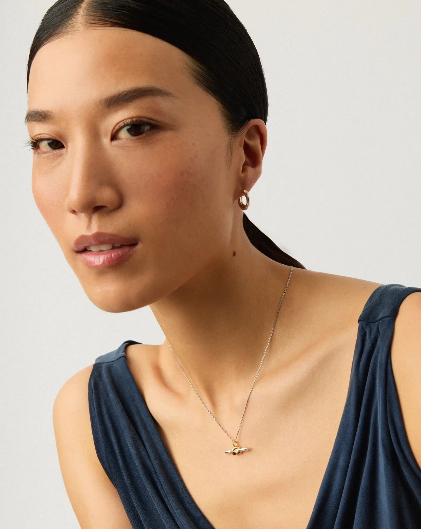 Lucy Williams Knot T-Bar Necklace & Entwine Earrings Set | Mixed Metal Earrings Missoma