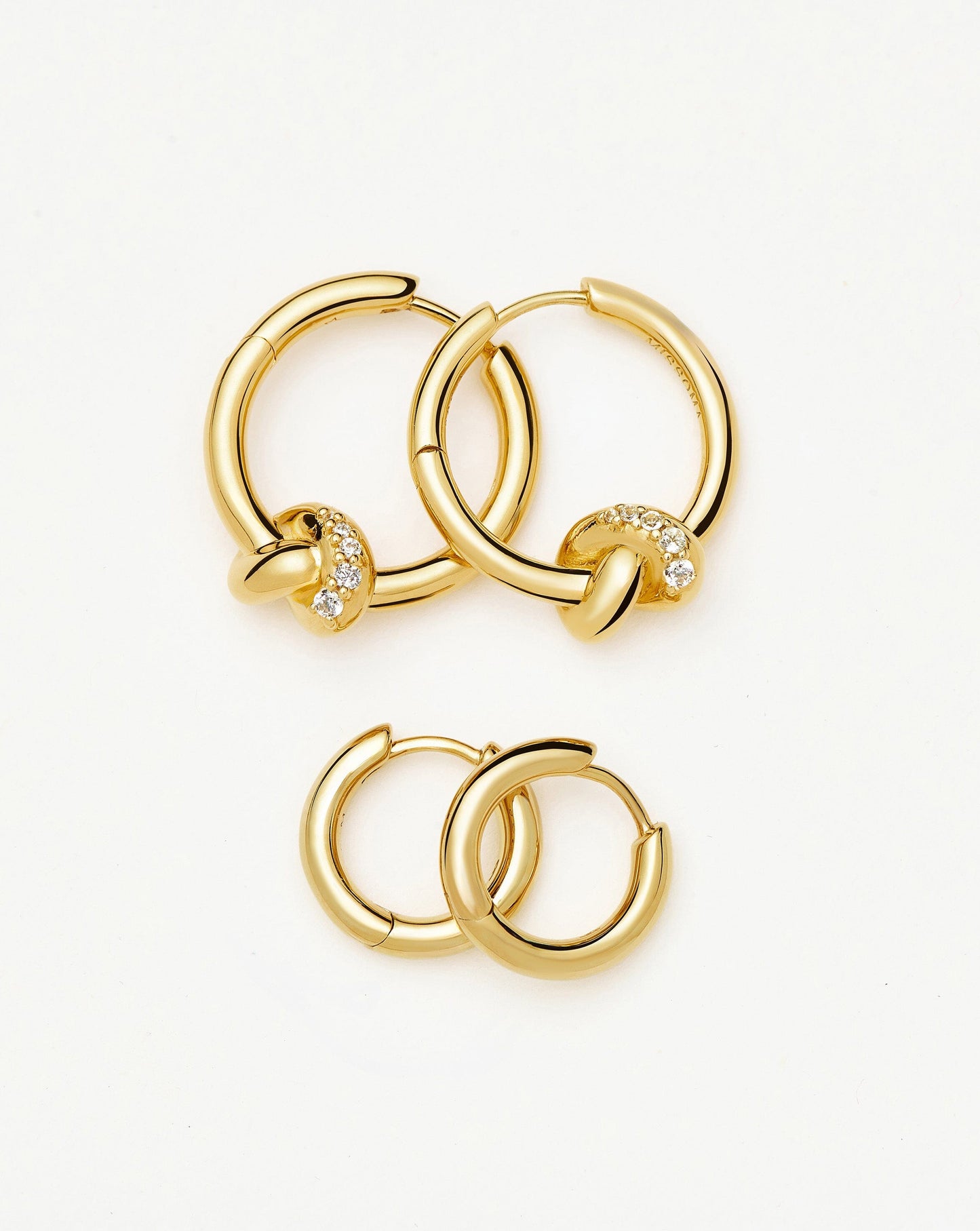 Lucy Williams Pavé Knot & Classic Tunnel Earrings Set | 18k Gold Plated/18k Gold Vermeil Earrings Missoma
