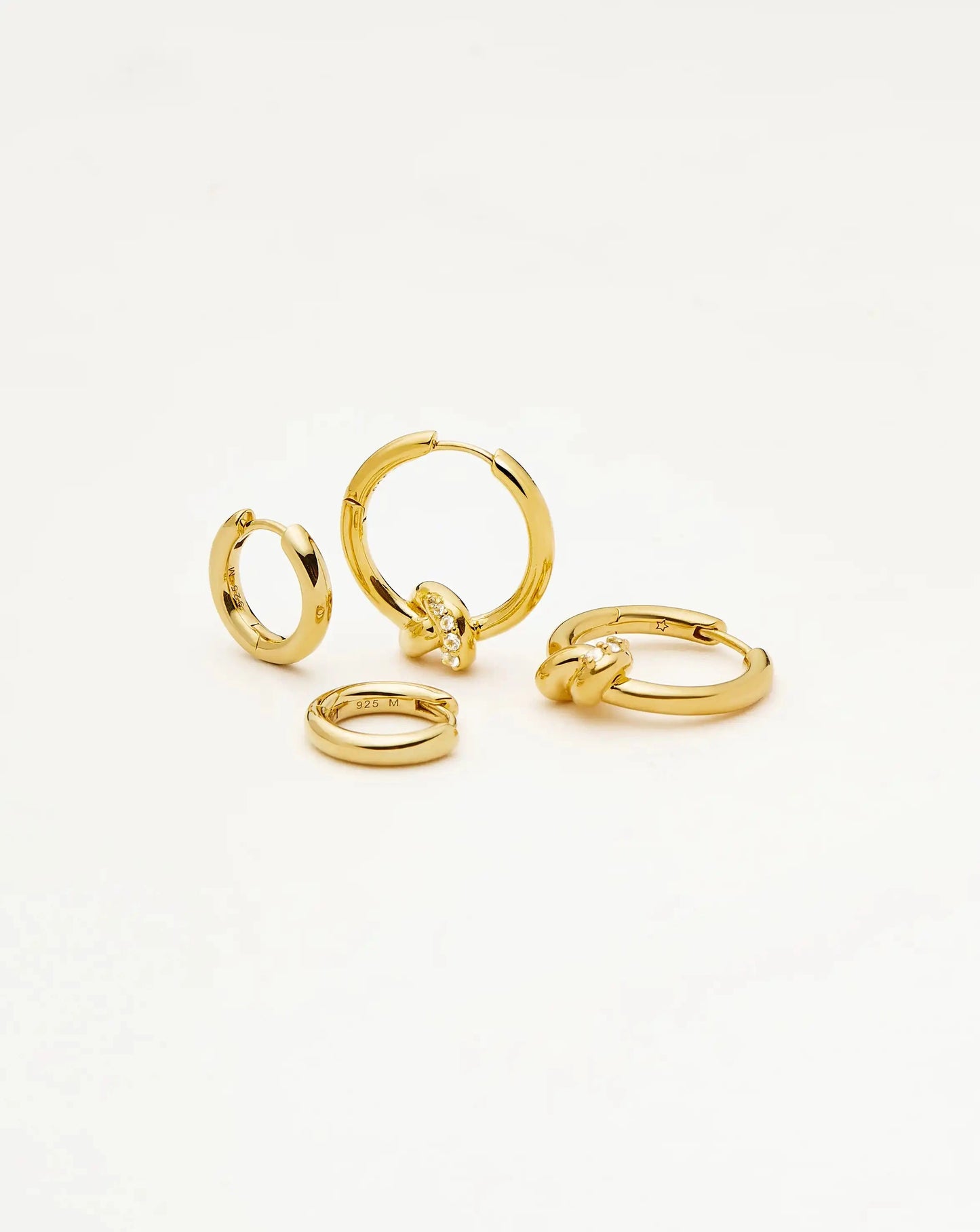 Lucy Williams Pavé Knot & Classic Tunnel Earrings Set | 18k Gold Plated/18k Gold Vermeil Earrings Missoma