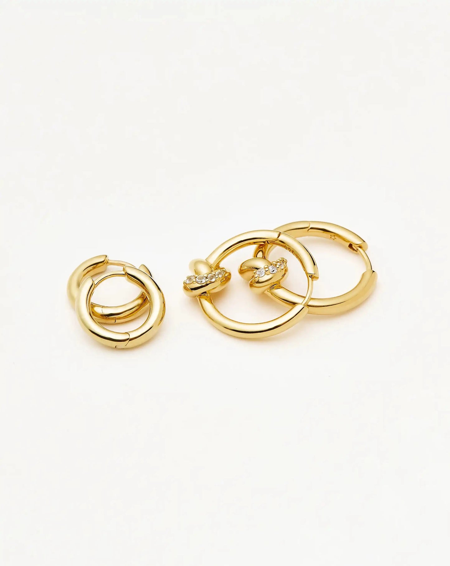 Lucy Williams Pavé Knot & Classic Tunnel Earrings Set | 18k Gold Plated/18k Gold Vermeil Earrings Missoma