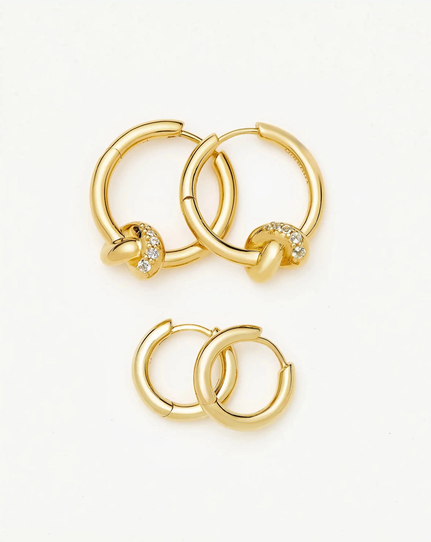Lucy Williams Pavé Knot & Classic Tunnel Earrings Set | 18k Gold Plated/18k Gold Vermeil Earrings Missoma