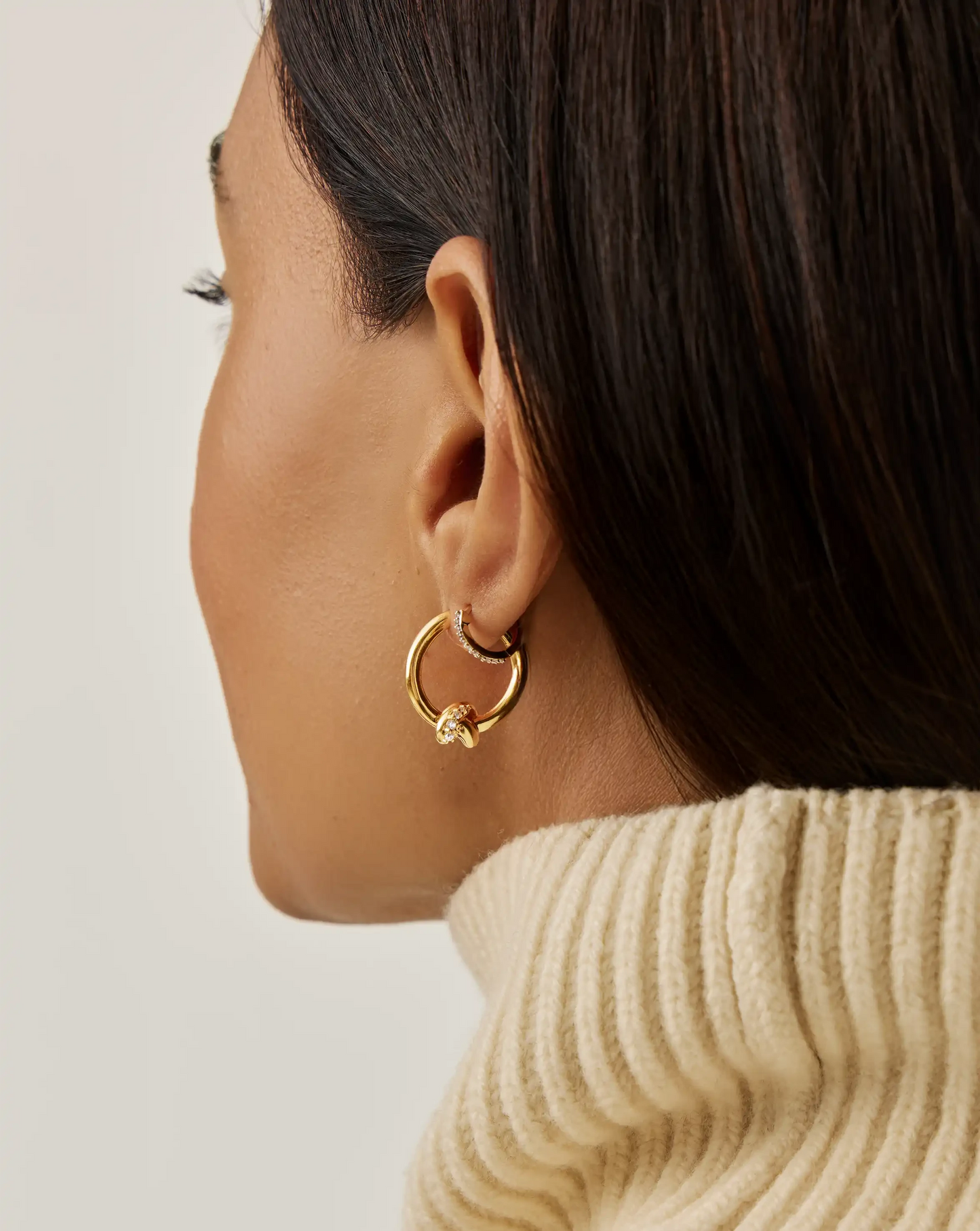 Lucy Williams Pavé Knot Small Hoop Earrings | 18k Gold Plated Earrings Missoma