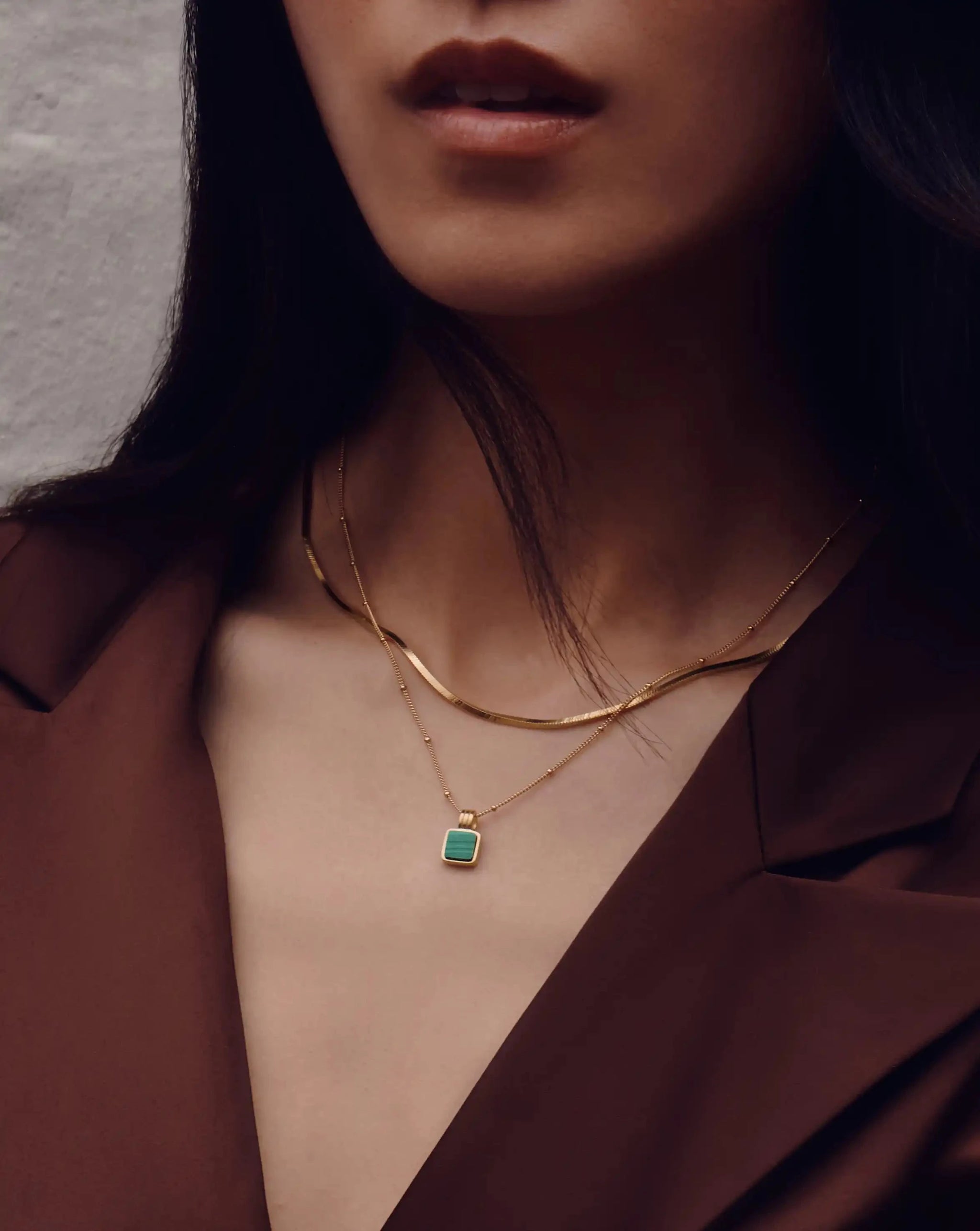 Lucy Williams Square Malachite Necklace | 18k Gold Vermeil/Malachite Necklaces Missoma