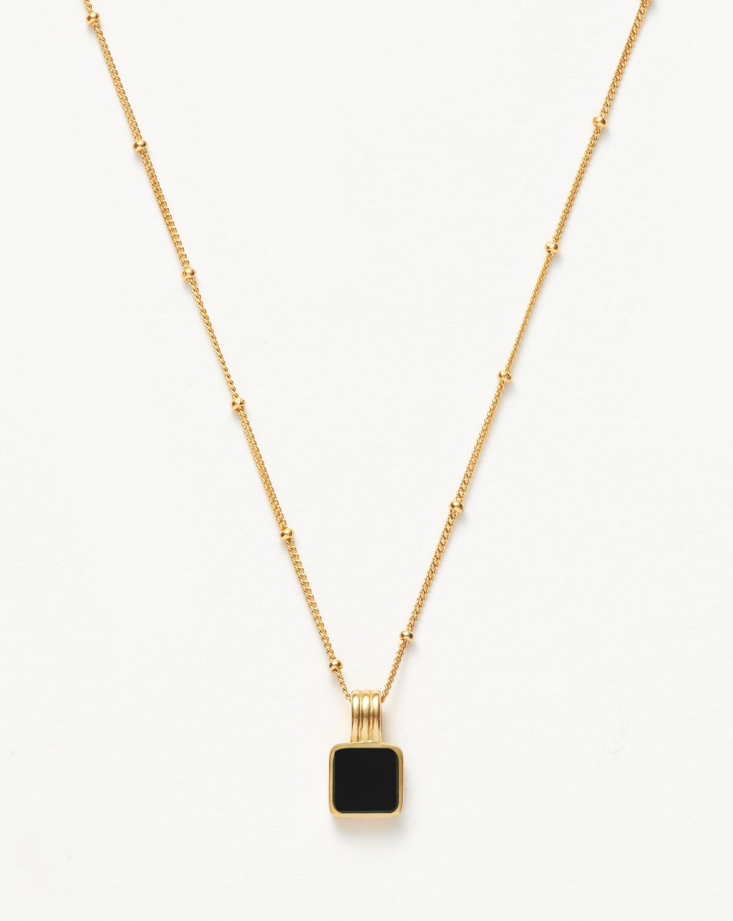 Lucy Williams Square Onyx Gemstone Necklace | 18ct Gold Plated Vermeil/Black Onyx Necklaces Missoma