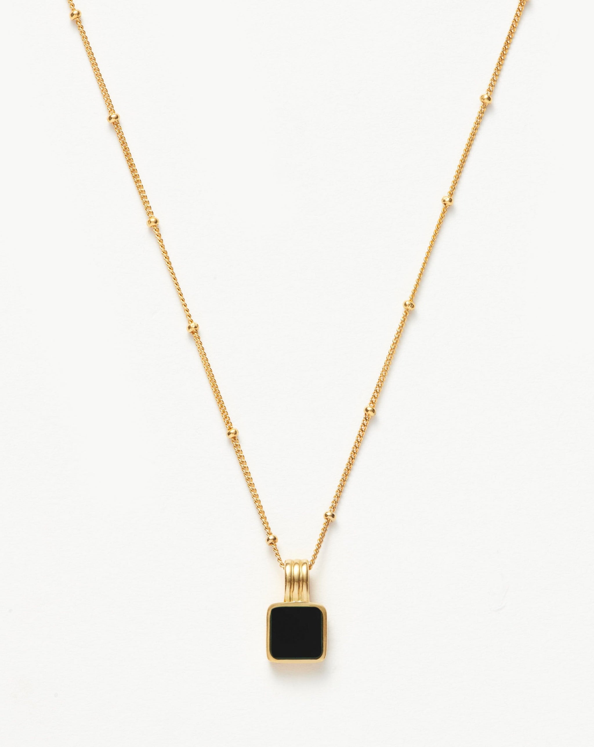 Lucy Williams Square Onyx Gemstone Necklace | 18ct Gold Plated Vermeil/Black Onyx Necklaces Missoma