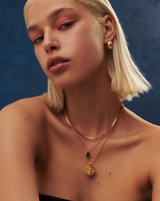 Lucy Williams Square Onyx Gemstone Necklace | 18ct Gold Plated Vermeil/Black Onyx Necklaces Missoma