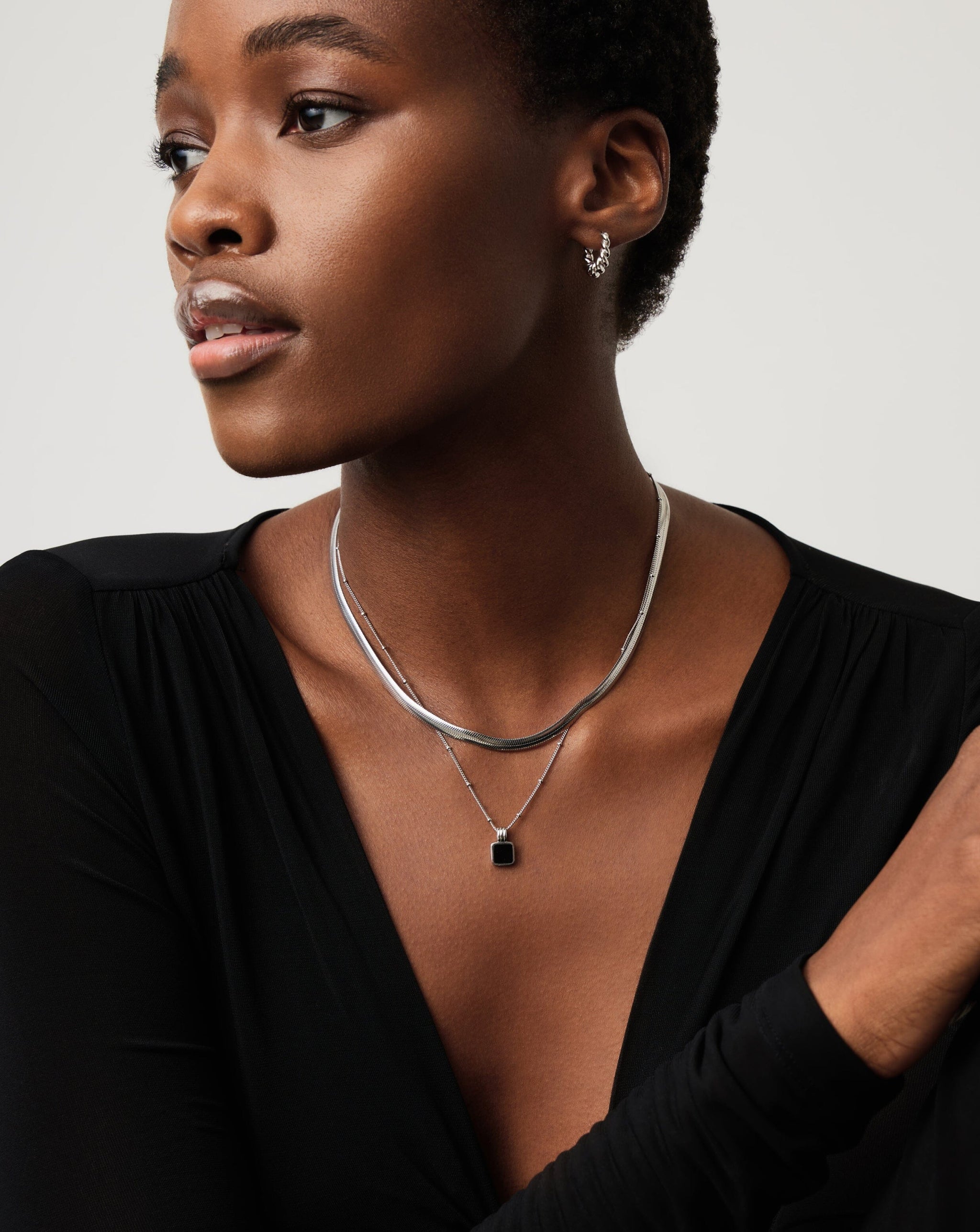 Lucy Williams Square Onyx Gemstone Necklace | Sterling Silver/Black Onyx Necklaces Missoma