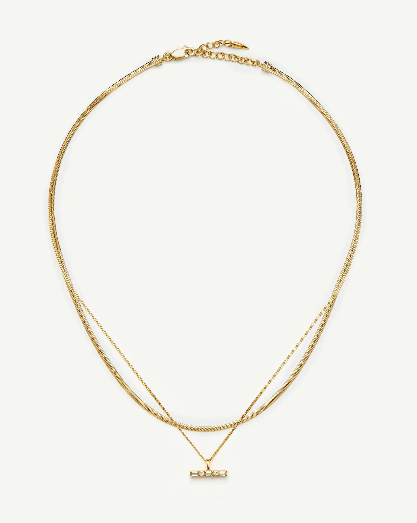 Lucy Williams T-Bar & Thin Snake Chain Necklace Set | 18k Gold Vermeil/18k Gold Plated Necklaces Missoma