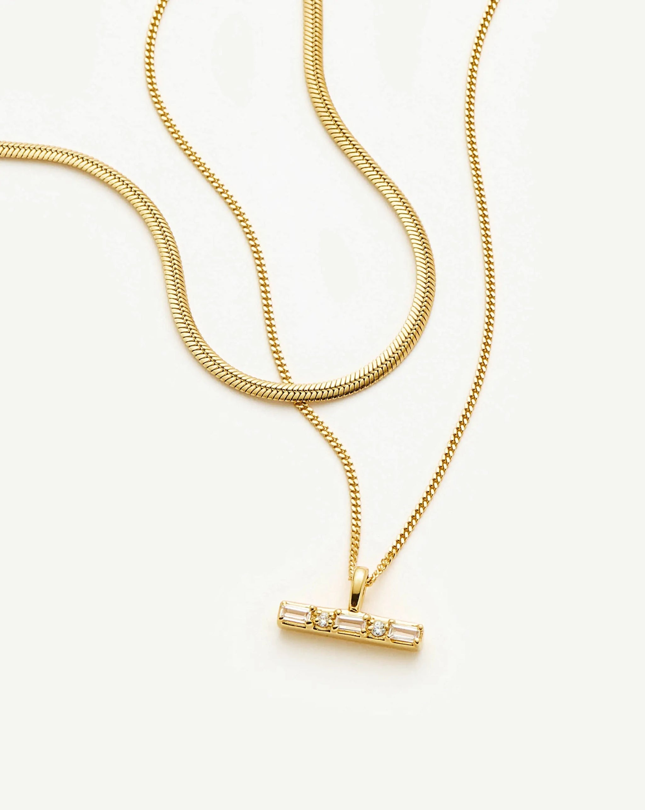 Lucy Williams T-Bar & Thin Snake Chain Necklace Set | 18k Gold Vermeil/18k Gold Plated Necklaces Missoma