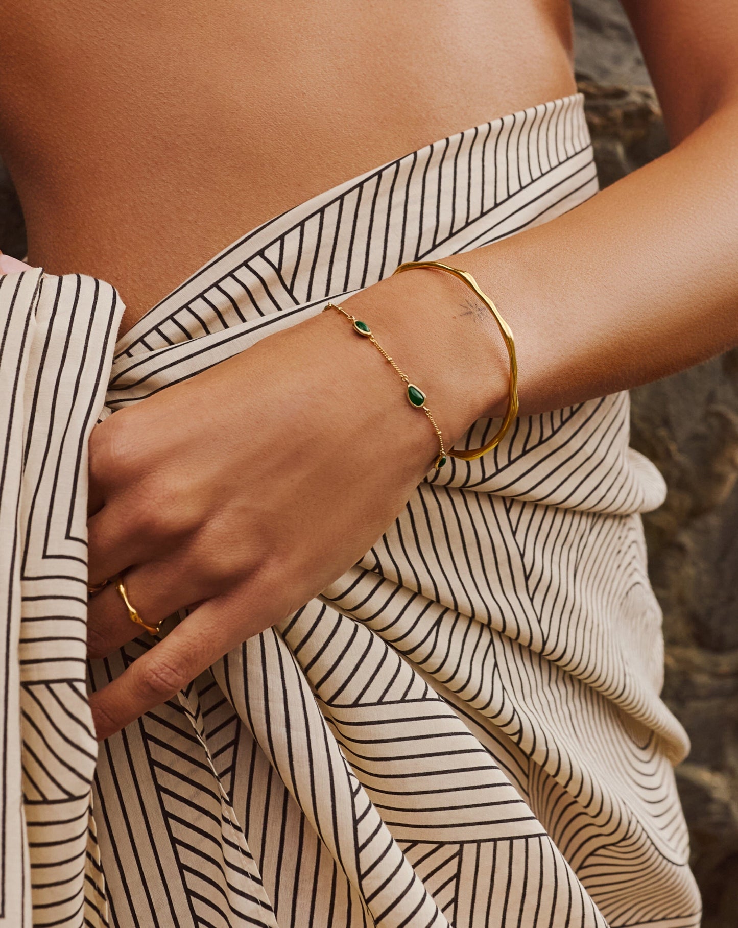 Magma Gemstone & Molten Cuff Bracelet Set | 18k Gold Vermeil / 18k Gold Plated Bracelets Missoma