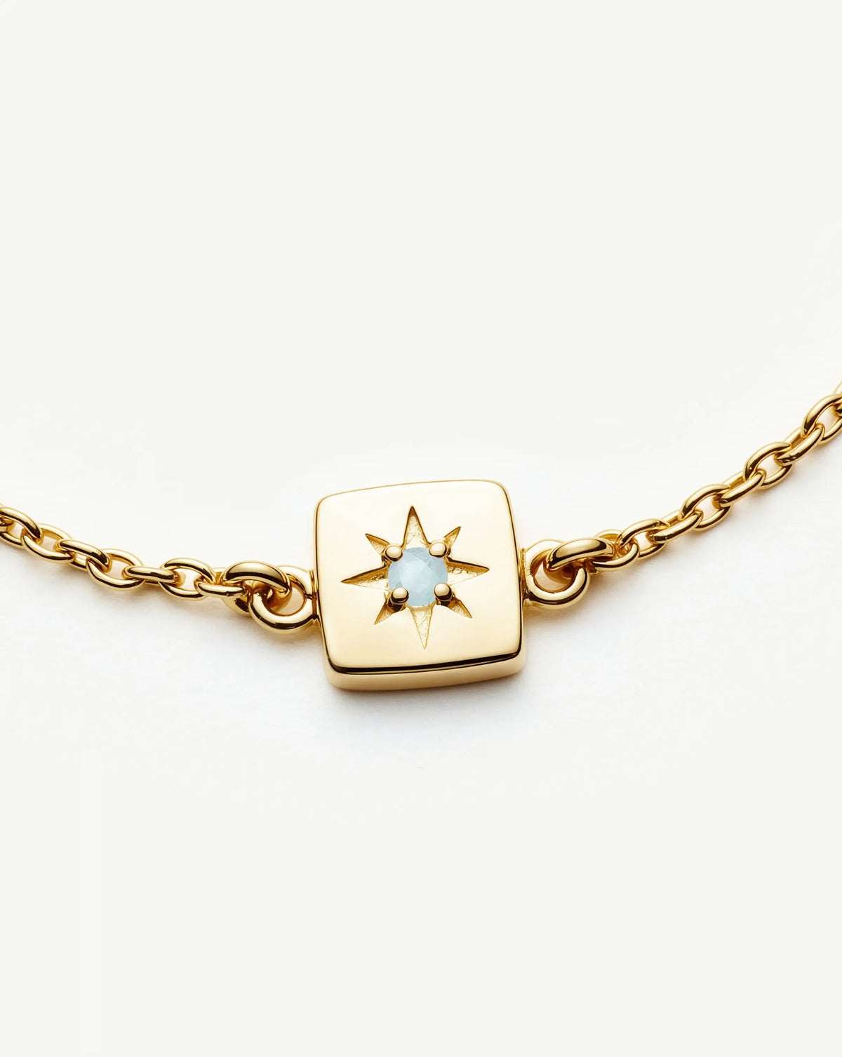 March Birthstone Slider Bracelet | 18k Gold Plated/Milky Aquamarine Bracelets Missoma