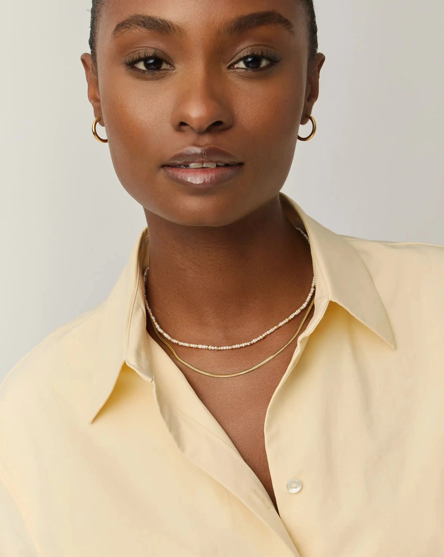 Micro Pearl Beaded & Thin Snake Chain Necklace Set | 18k Gold Plated/Pearl Necklaces Missoma