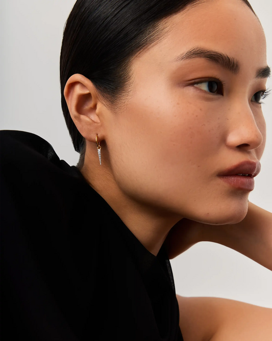Mini Pave Spike Charm Hoop Earrings | 18k Gold Vermeil/Cubic Zirconia Earrings Missoma