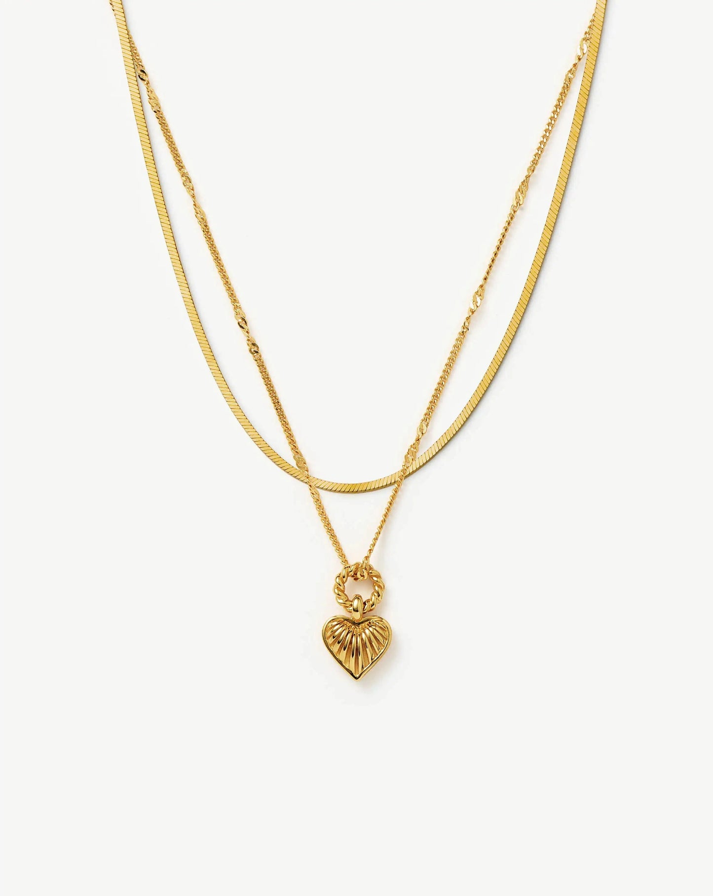 Mini Ridge Heart Chain Necklace Set | 18k Gold Plated Necklaces Missoma