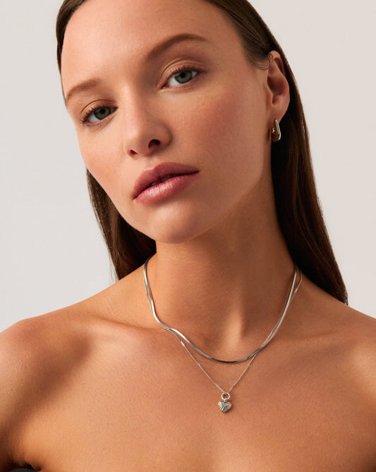 Mini Ridge Heart Charm Pendant Necklace | Sterling Silver Necklaces Missoma