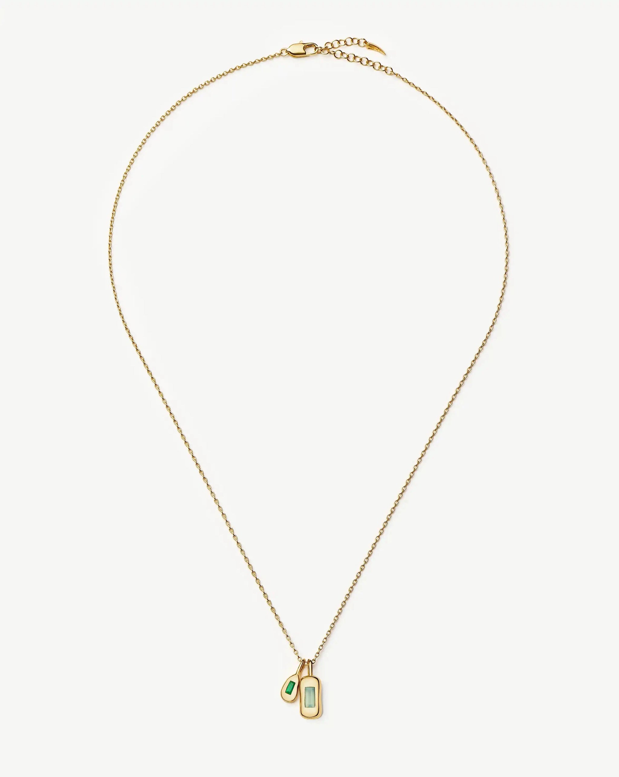 Molten Gemstone Bean Pendant Necklace | 18k Gold Plated/Blue and Green Onyx Necklaces Missoma