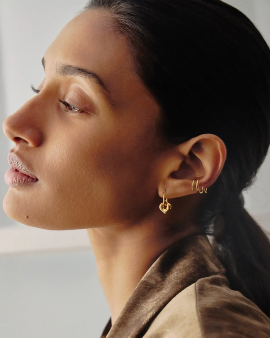 Molten Heart Charm Hoop Earrings | 18k Gold Vermeil Earrings Missoma