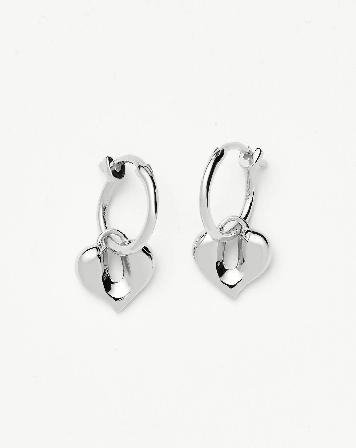 Molten Heart Charm Hoop Earrings | Sterling Silver Earrings Missoma