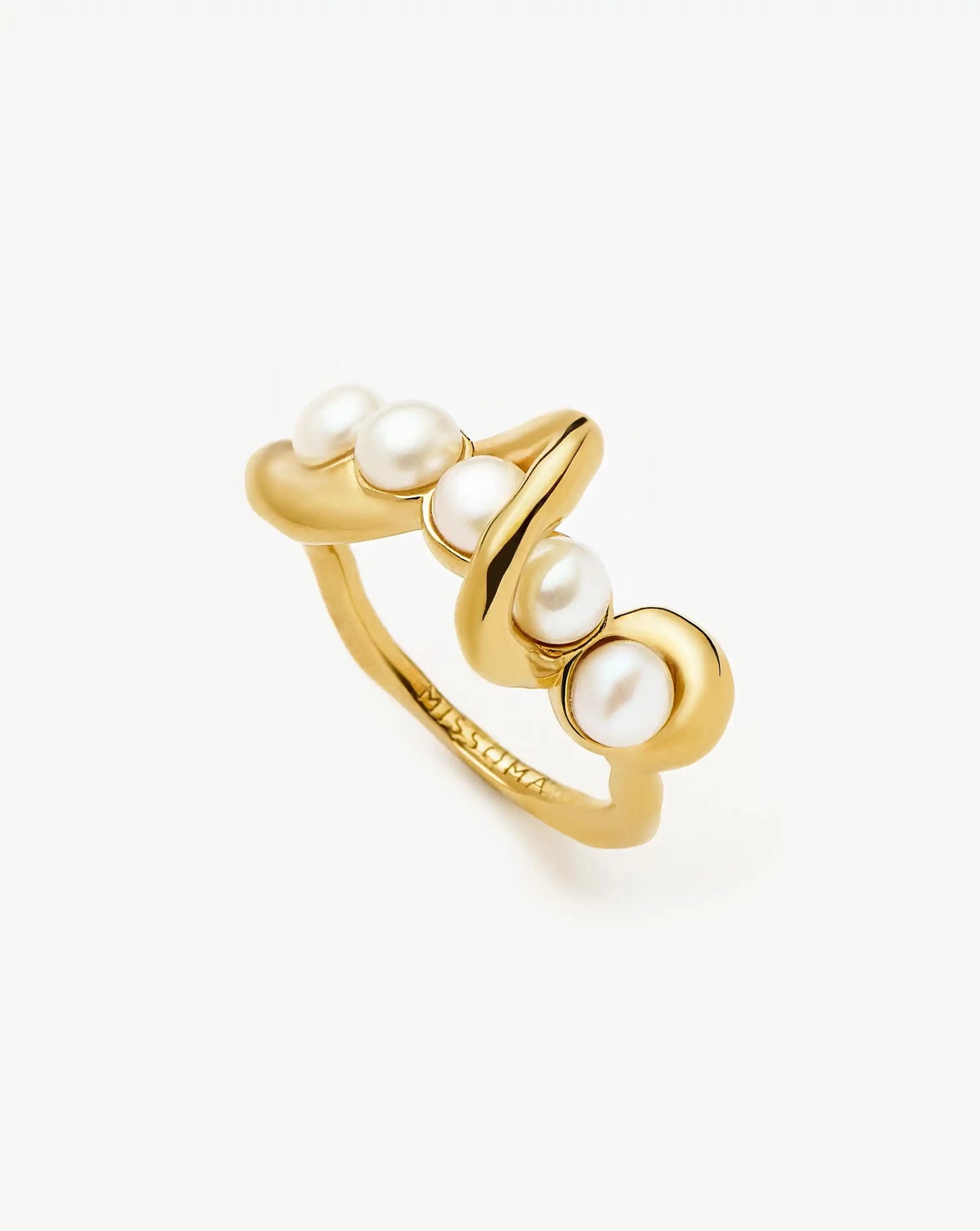Molten Pearl Twisted Stacking Ring | 18k Gold Vermeil/Pearl Rings Missoma