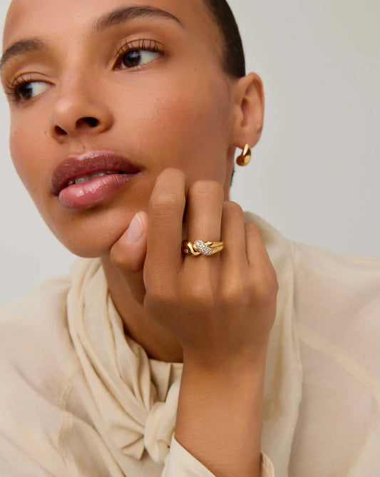 Molten Snow Double Statement Ring | 18k Gold Plated/Cubic Zirconia Rings Missoma