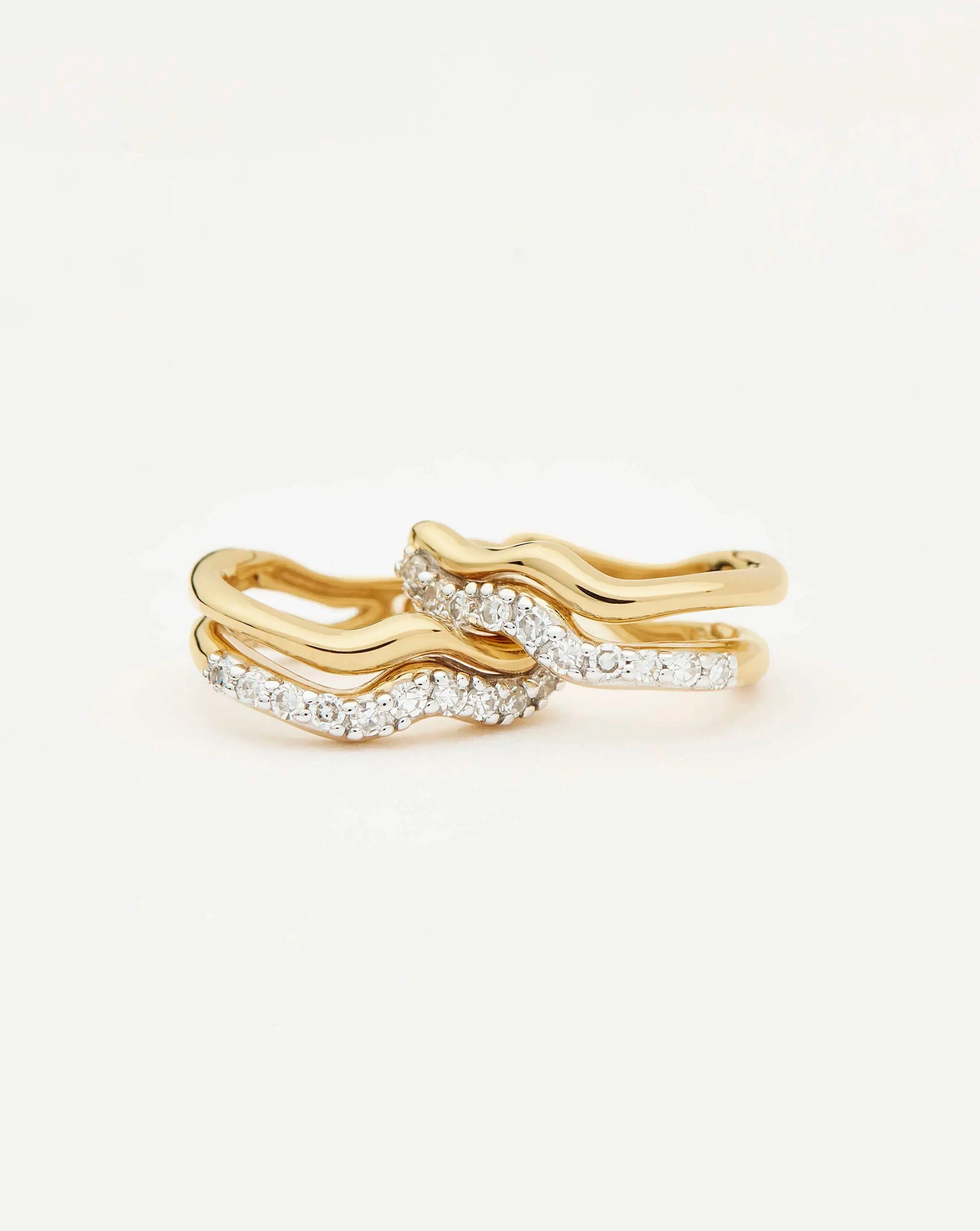 Molten Snow Fine Diamond Double Mini Hoop Earrings | 14k Solid Gold/Diamond Earrings Missoma