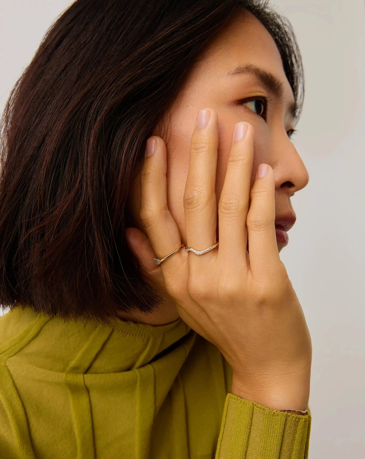 Molten Snow Fine Diamond Stacking Ring | 14k Solid Gold/Diamond Rings Missoma