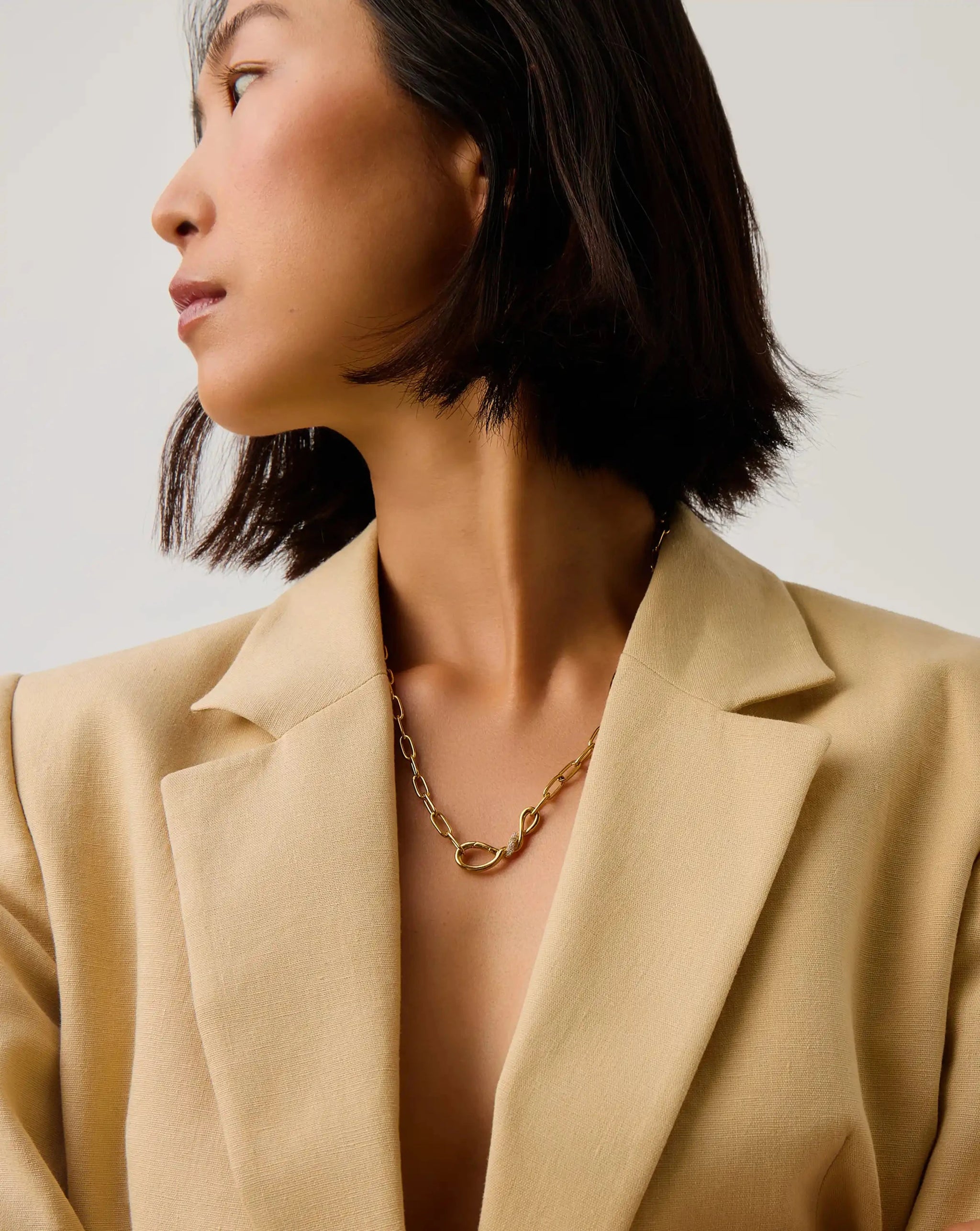 Molten Snow Paperclip Chain Necklace | 18k Gold Plated/Cubic Zirconia Necklaces Missoma