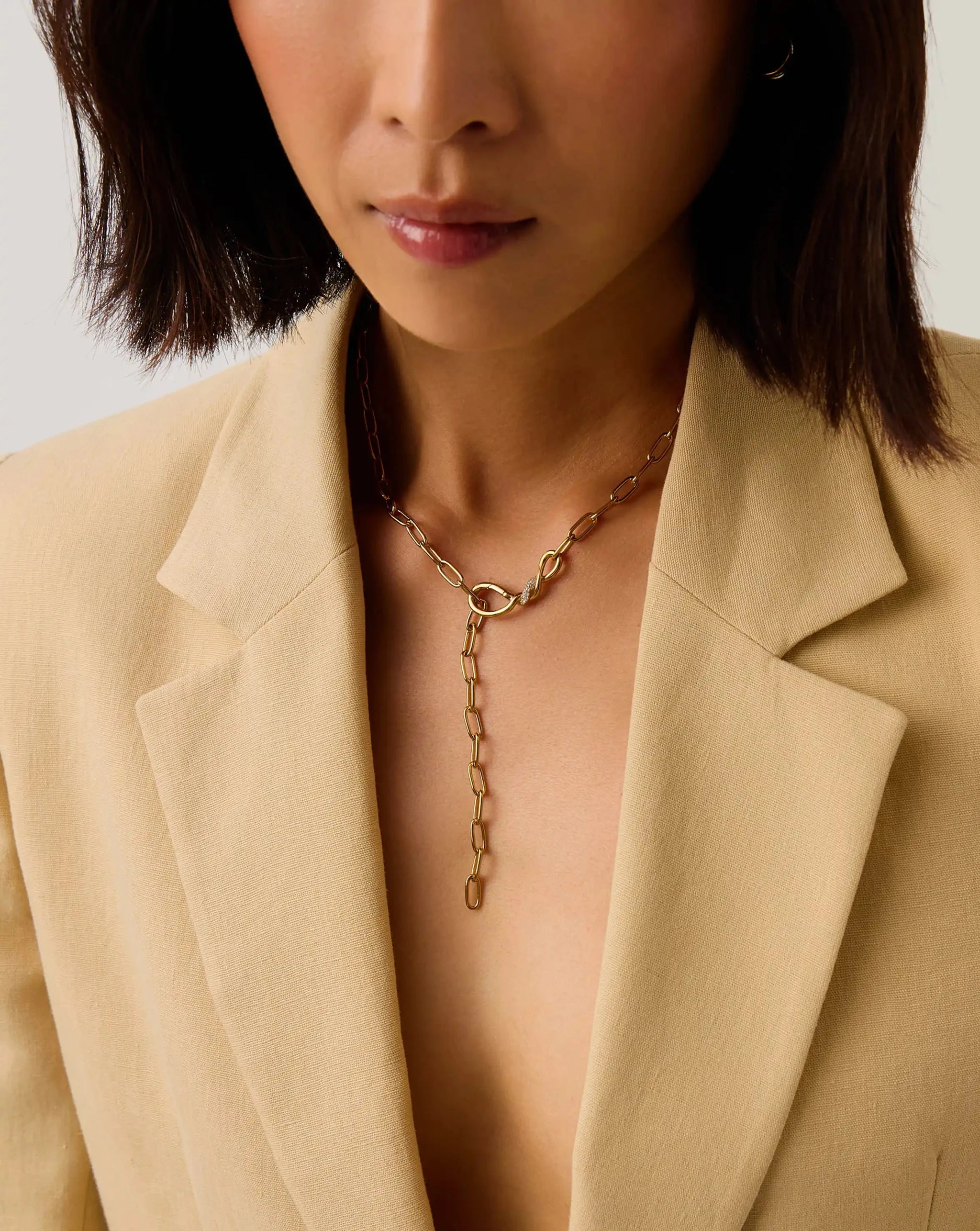 Molten Snow Paperclip Chain Necklace | 18k Gold Plated/Cubic Zirconia Necklaces Missoma