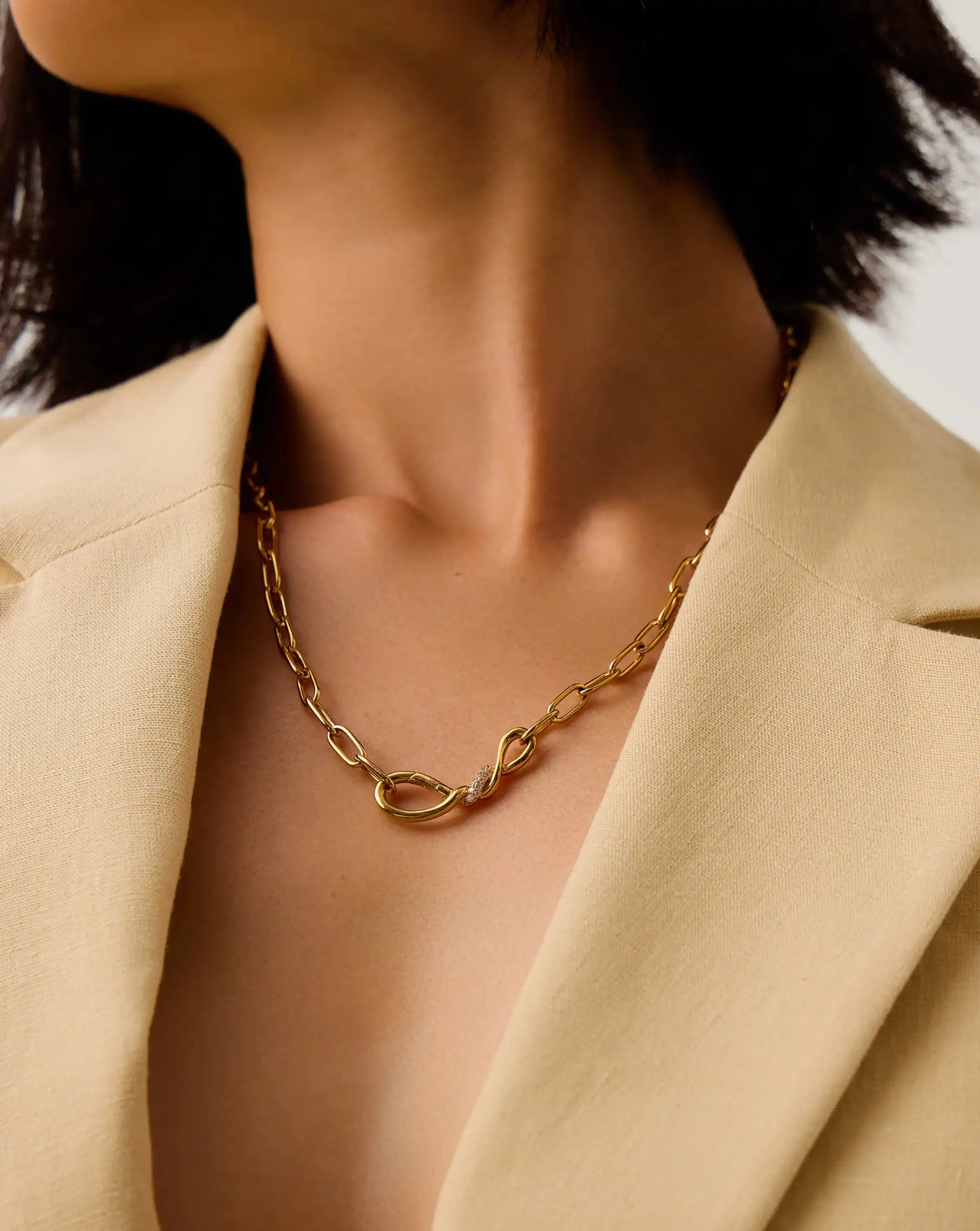 Molten Snow Paperclip Chain Necklace | 18k Gold Plated/Cubic Zirconia Necklaces Missoma