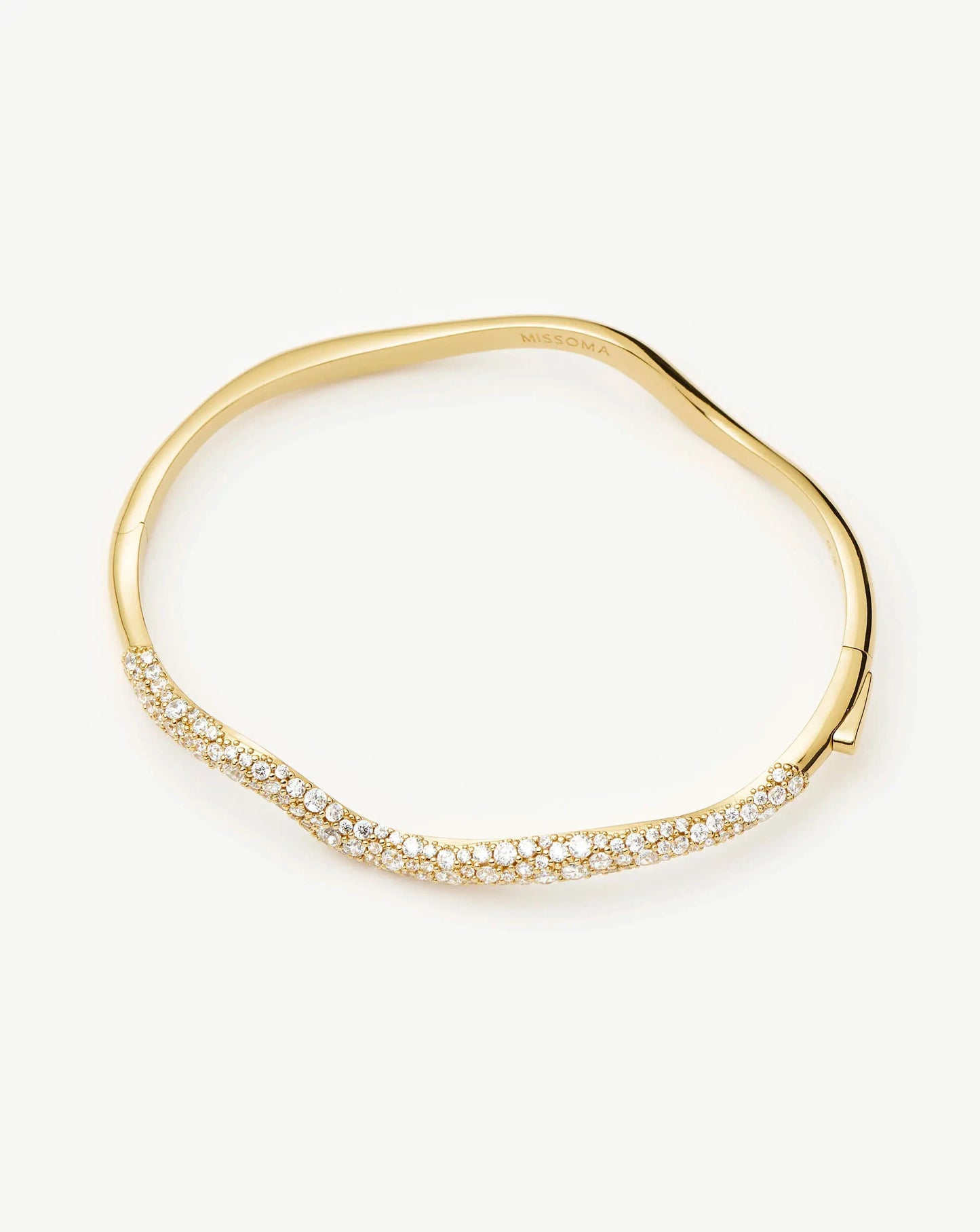 Molten Snow Ripple Hinged Bangle | 18k Gold Plated/Cubic Zirconia Bracelets Missoma