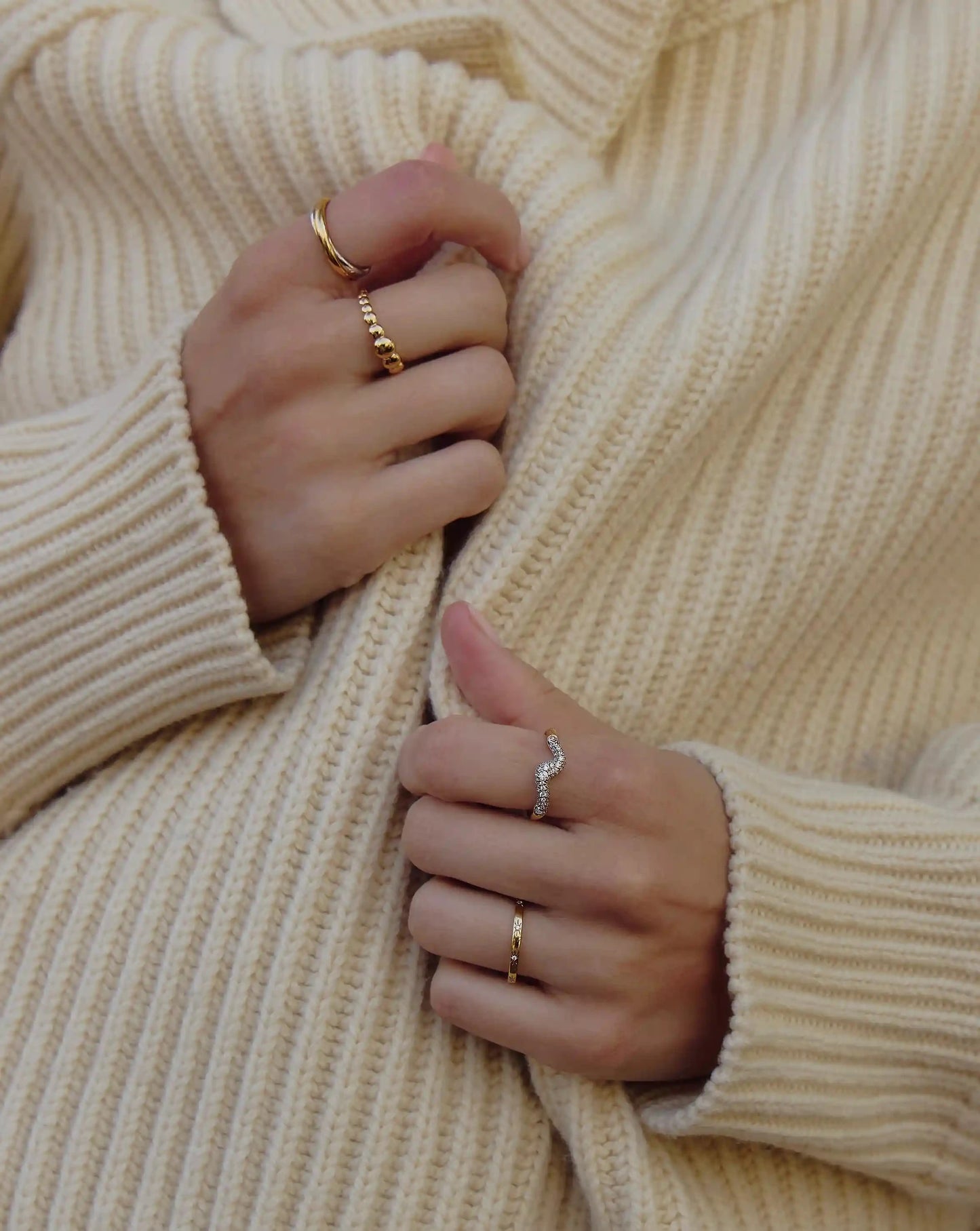 Molten Snow Stacking Ring | 18k Gold Vermeil/Cubic Zirconia Rings Missoma