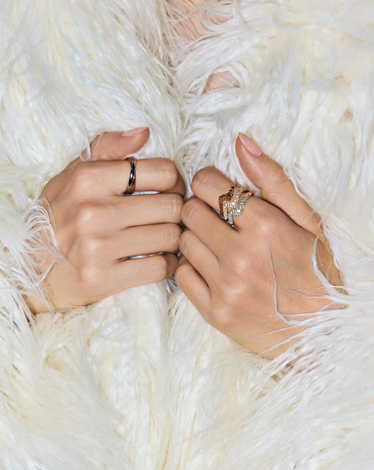 Molten Snow Stacking Ring Set | 18k Gold Vermeil/Cubic Zirconia Rings Missoma