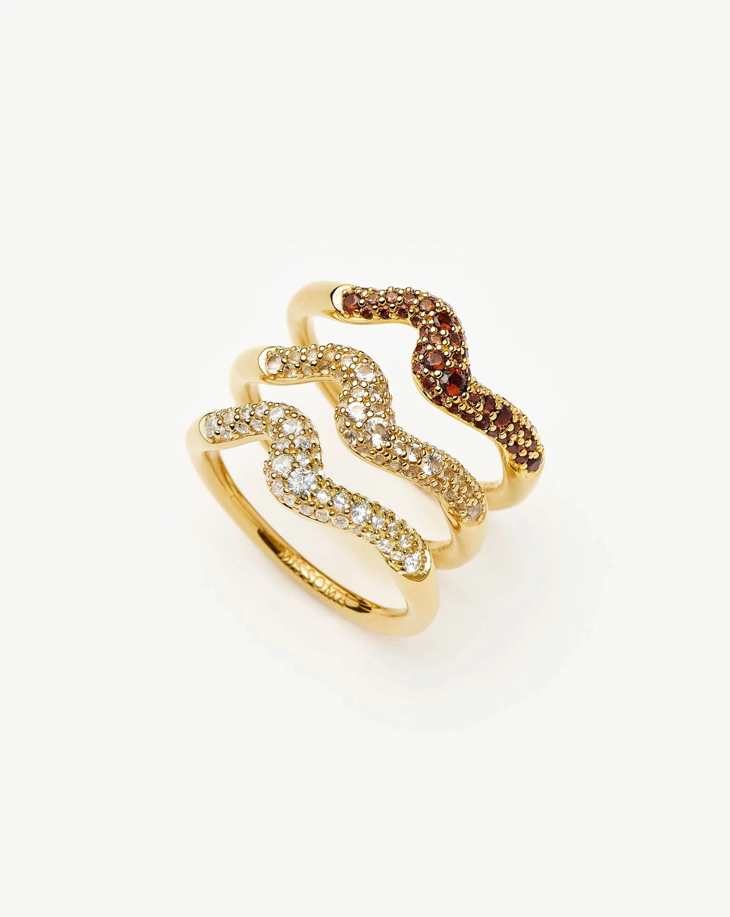Molten Snow Stacking Ring Set | 18k Gold Vermeil/Cubic Zirconia Rings Missoma