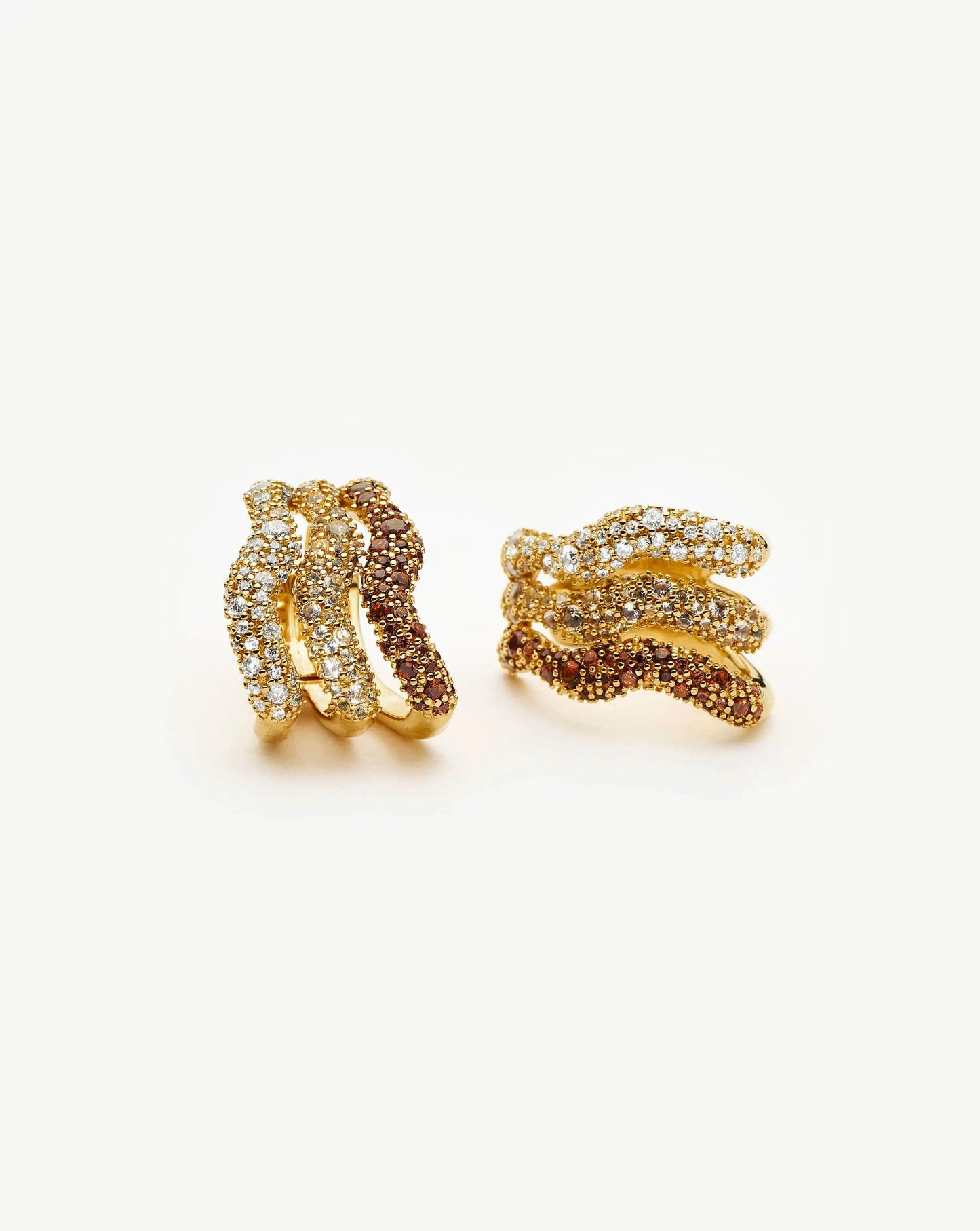 Molten Snow Triple Pavé Small Hoop Earrings | 18k Gold Plated/Cubic Zirconia Earrings Missoma