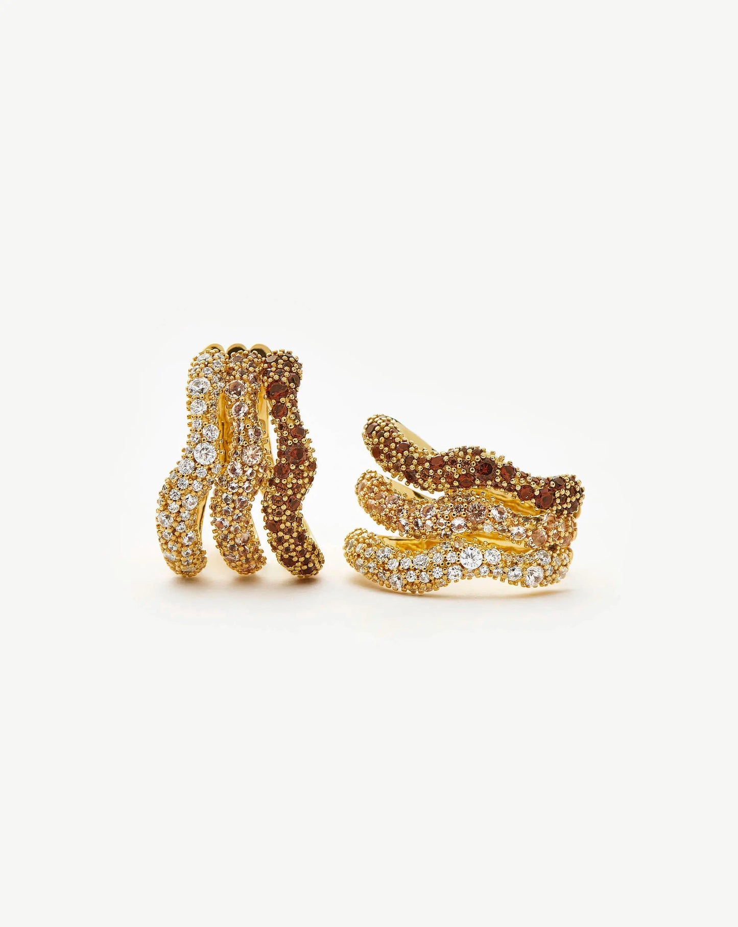 Molten Snow Triple Pavé Small Hoop Earrings | 18k Gold Plated/Cubic Zirconia Earrings Missoma