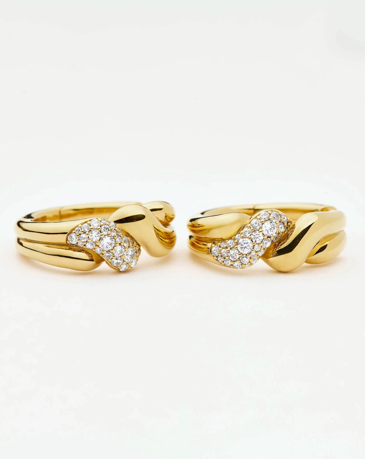 Molten Snow Twisted Small Hoop Earrings | 18k Gold Plated/Cubic Zirconia Earrings Missoma