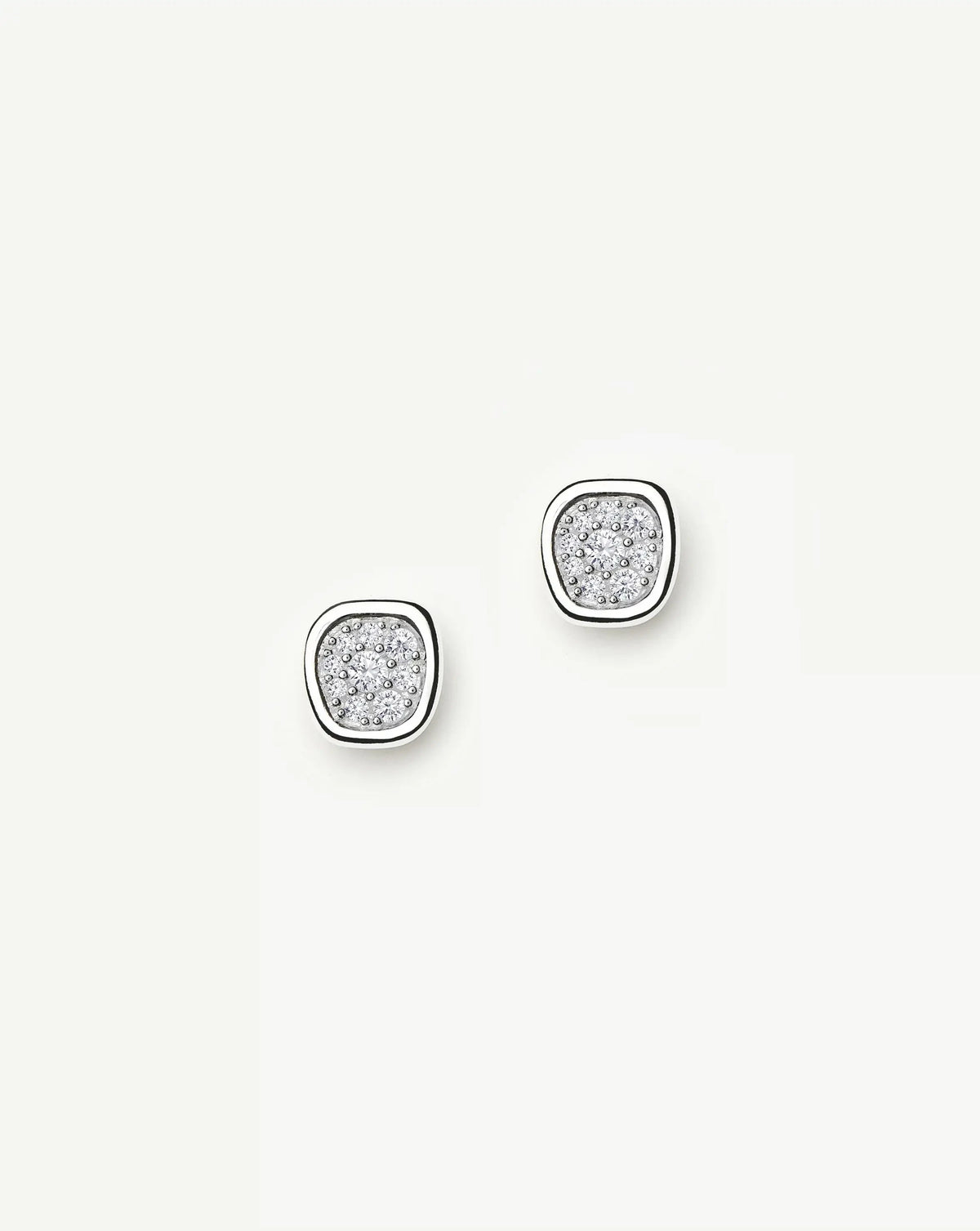 Molten Soft Square Pavé Stud Earrings | Silver Plated/Cubic Zirconia Earrings Missoma